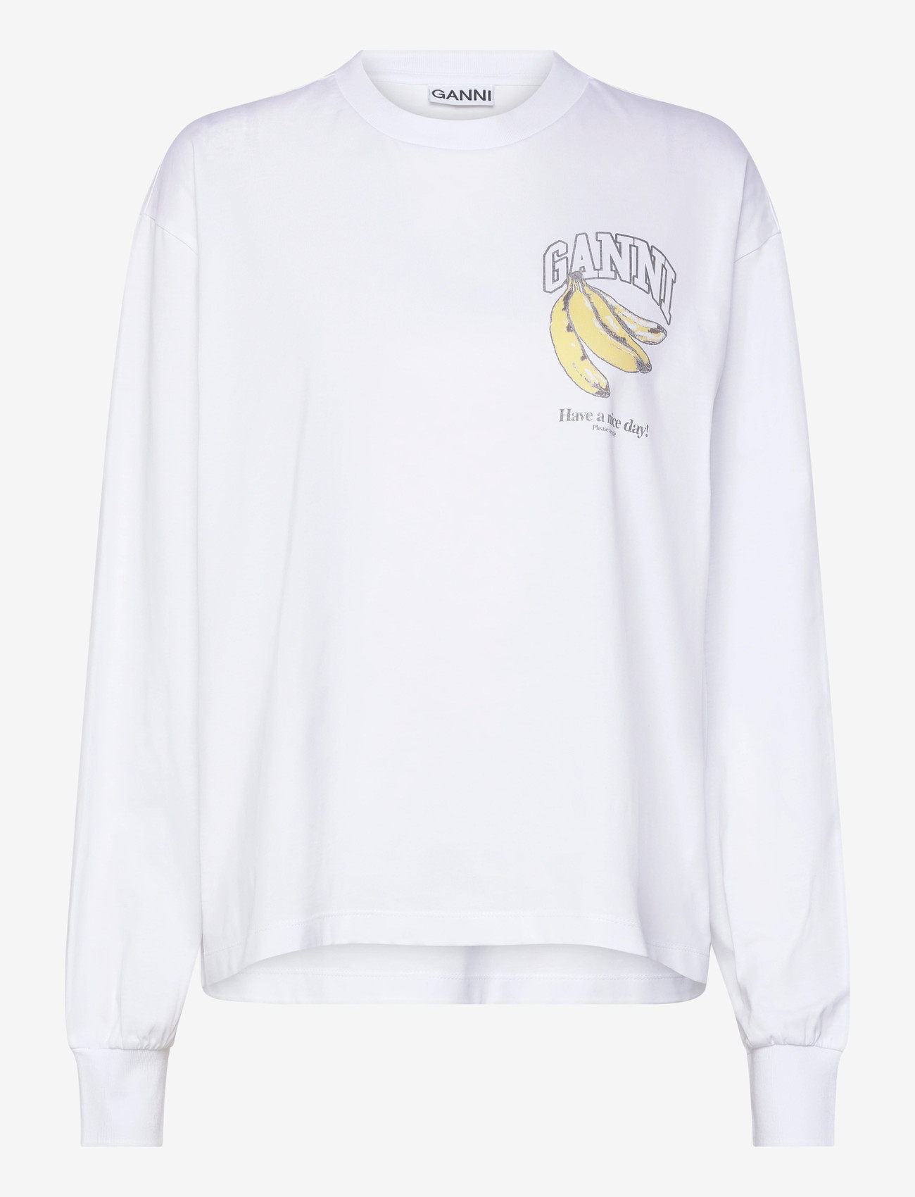 Ganni - organic cotton long-sleeve t-shirt - grey - 0
