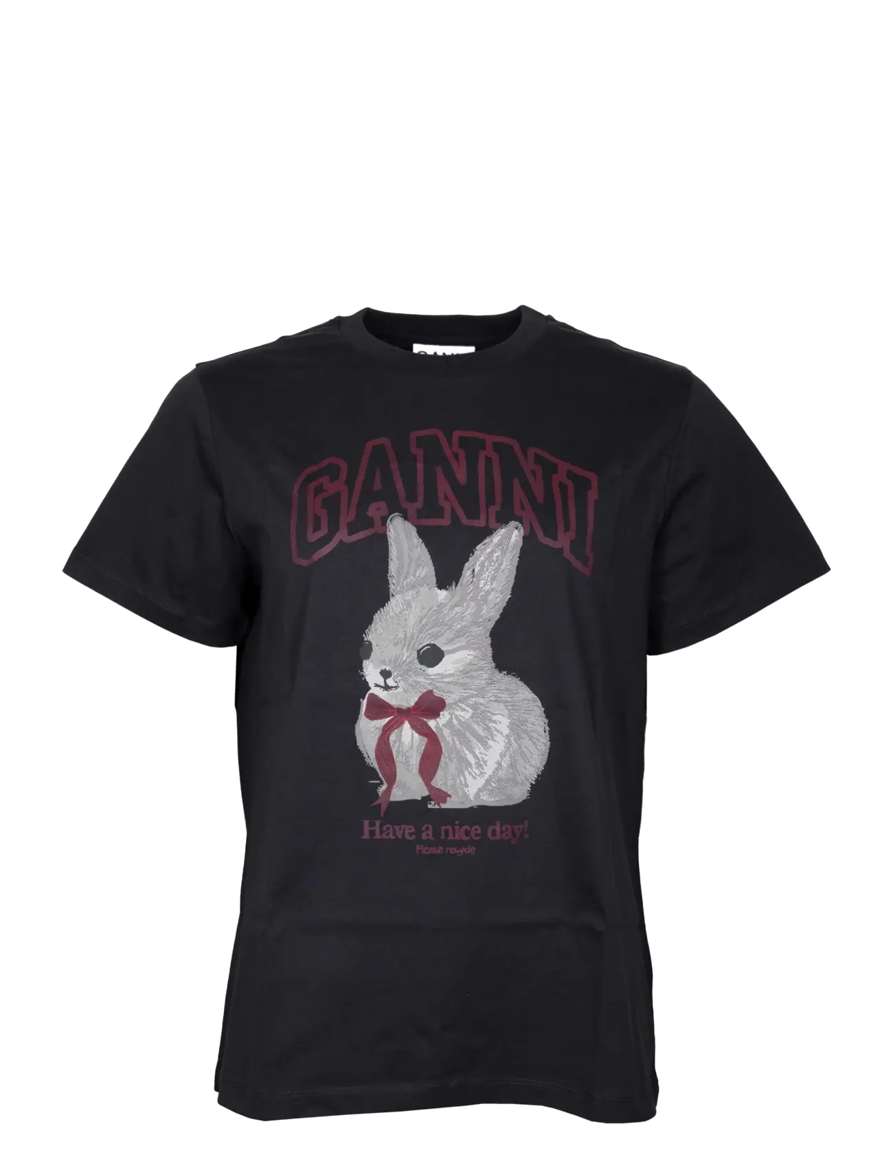 Ganni Grey Bunny T-Shirt, Kvinder, Grafisk T-Shirt, Sort, Str: S