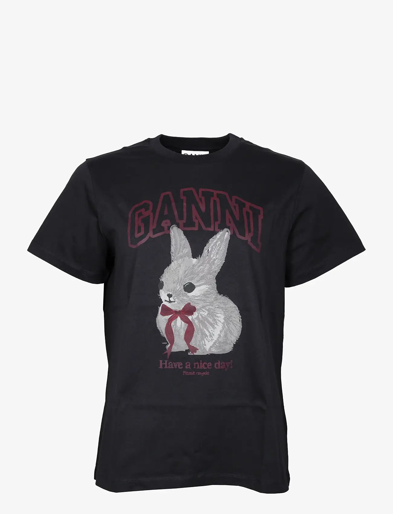 Ganni - Basic cotton Jersey T-shirt - t-särgid - black - 0