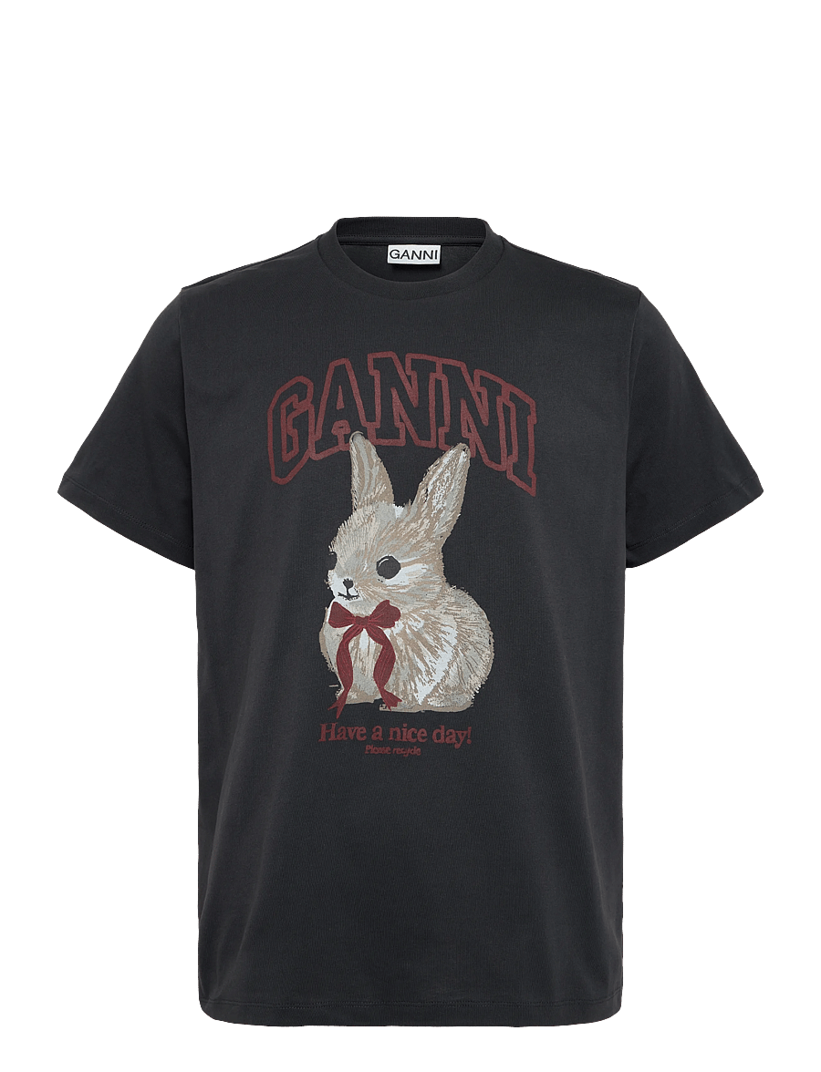 Ganni - Grey Bunny T-Shirt - t-shirts - black - 0