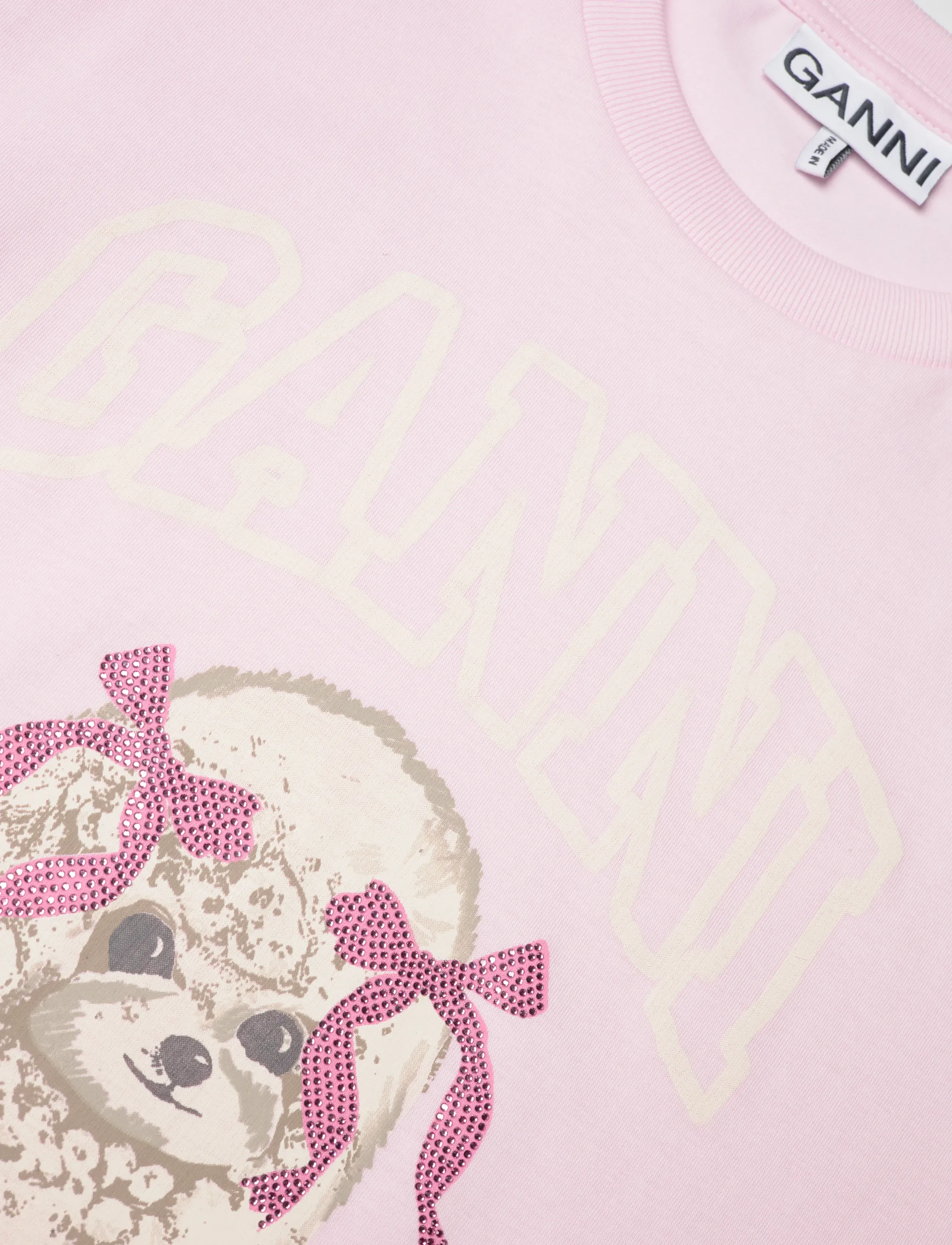 Ganni - Poodle-print T-shirt in Organic Cotton - pink - 2