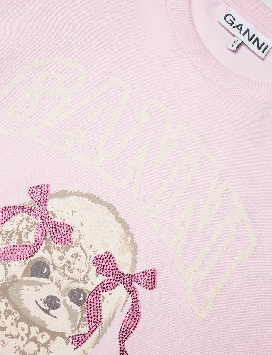 Ganni - Poodle-print T-shirt in Organic Cotton - pink - 2
