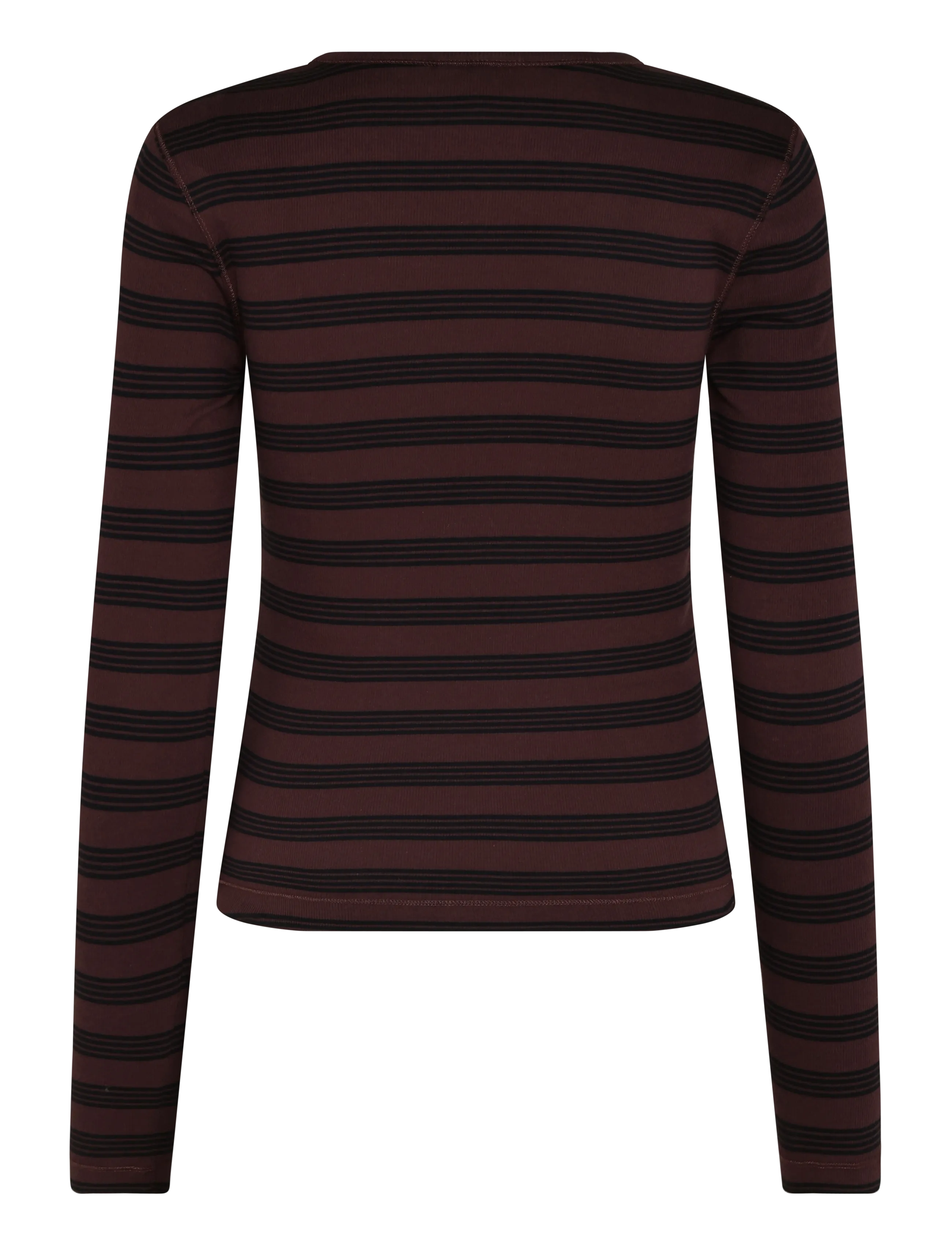Ganni - Stripe Rib Long-Sleeve - pullover - brown - 1