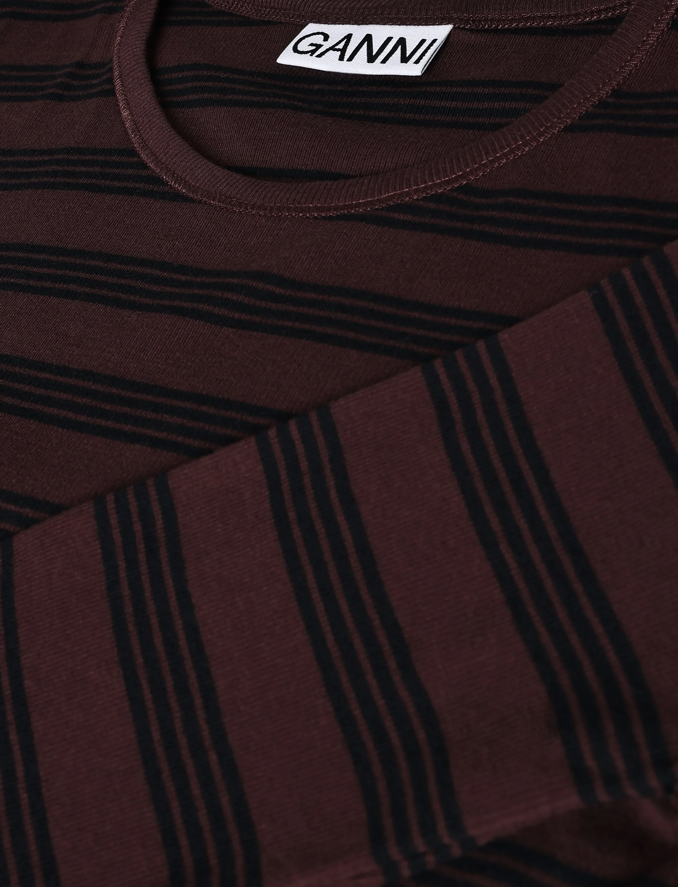 Ganni - Stripe Rib Long-Sleeve - pullover - brown - 2
