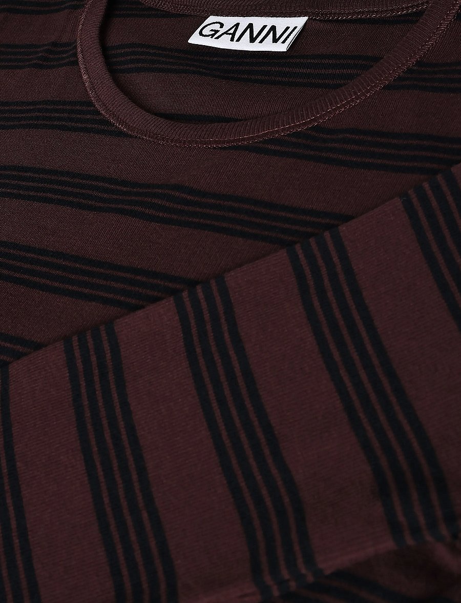 Ganni - Stripe Rib Long-Sleeve - pullover - brown - 2