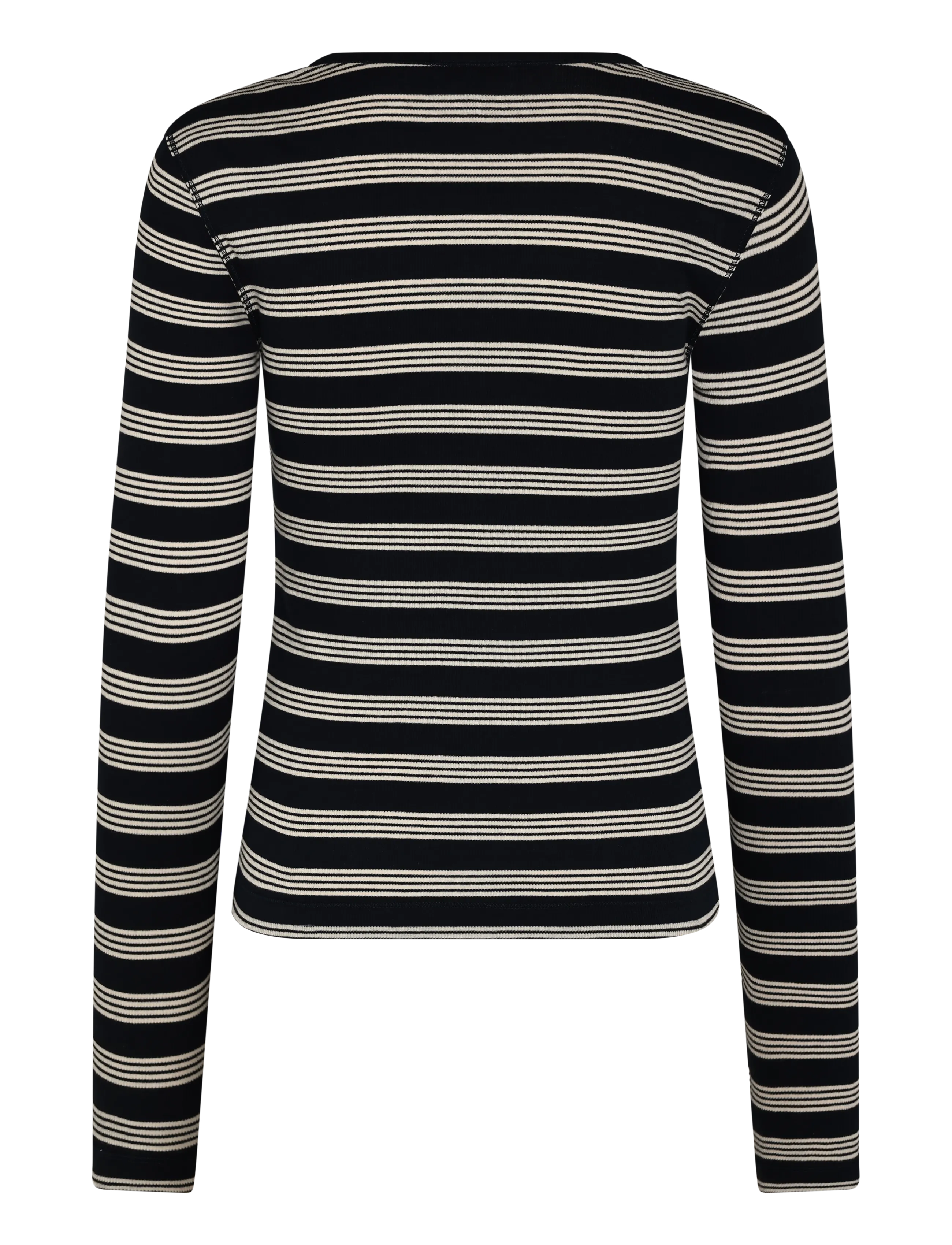 Ganni - Stripe Rib Long-Sleeve - langärmlige tops - blue - 1