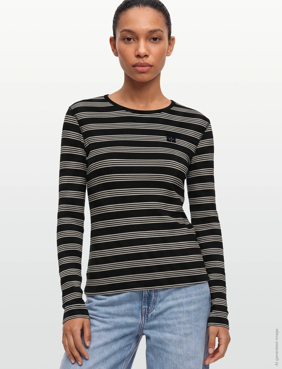 Ganni - Stripe Rib Long-Sleeve - pikkade varrukatega topid - blue - 3