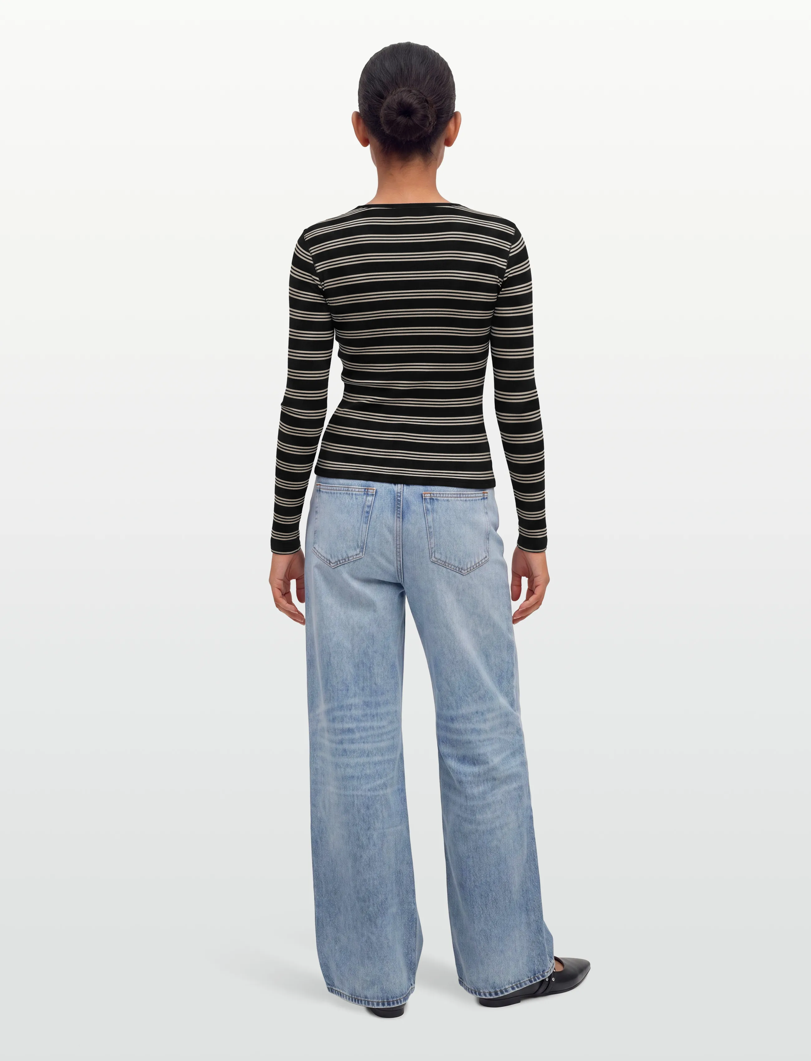 Ganni - Stripe Rib Long-Sleeve - pikkade varrukatega topid - blue - 4