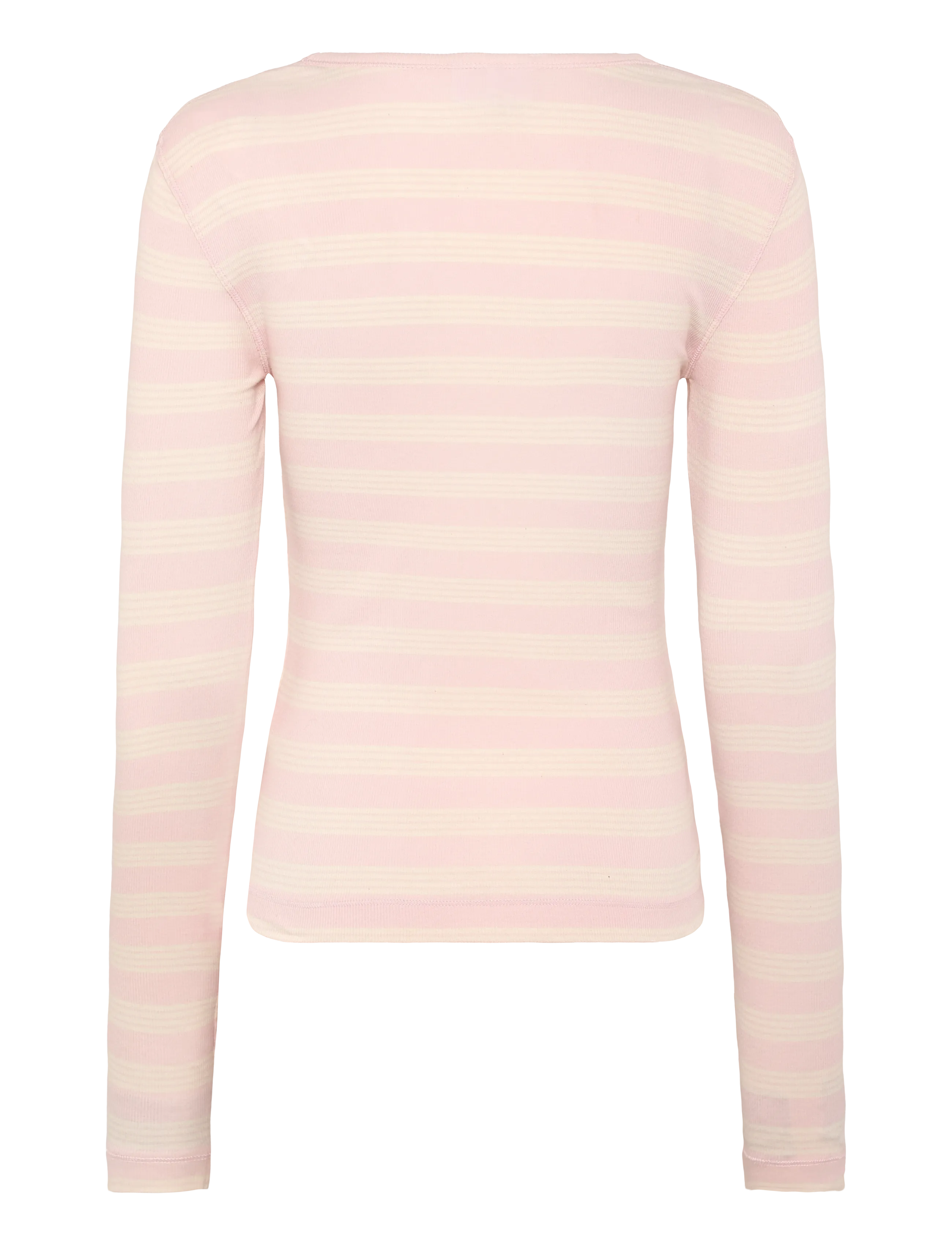 Ganni - Stripe Rib Long-Sleeve - langärmlige tops - pink - 2