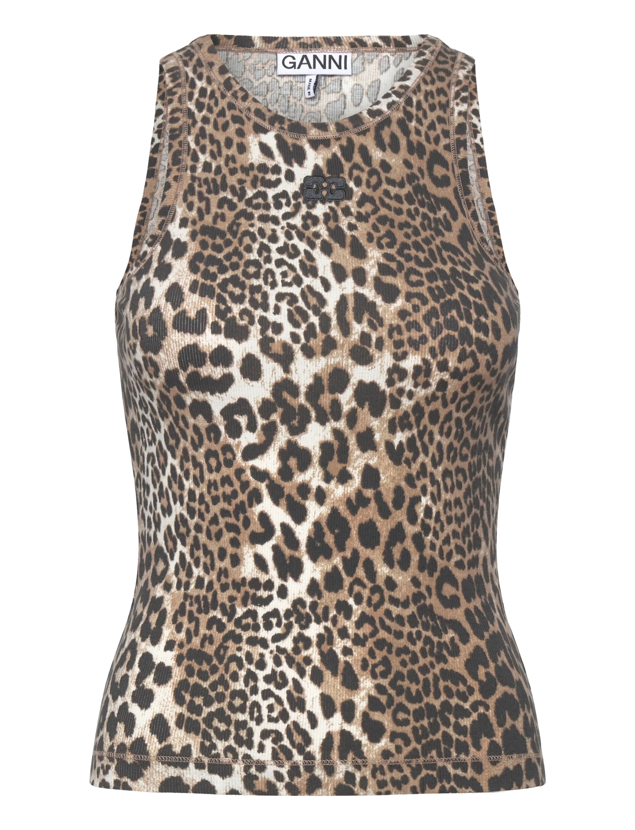 Ganni Leopard print tank top - GANNI - BROWN / brown