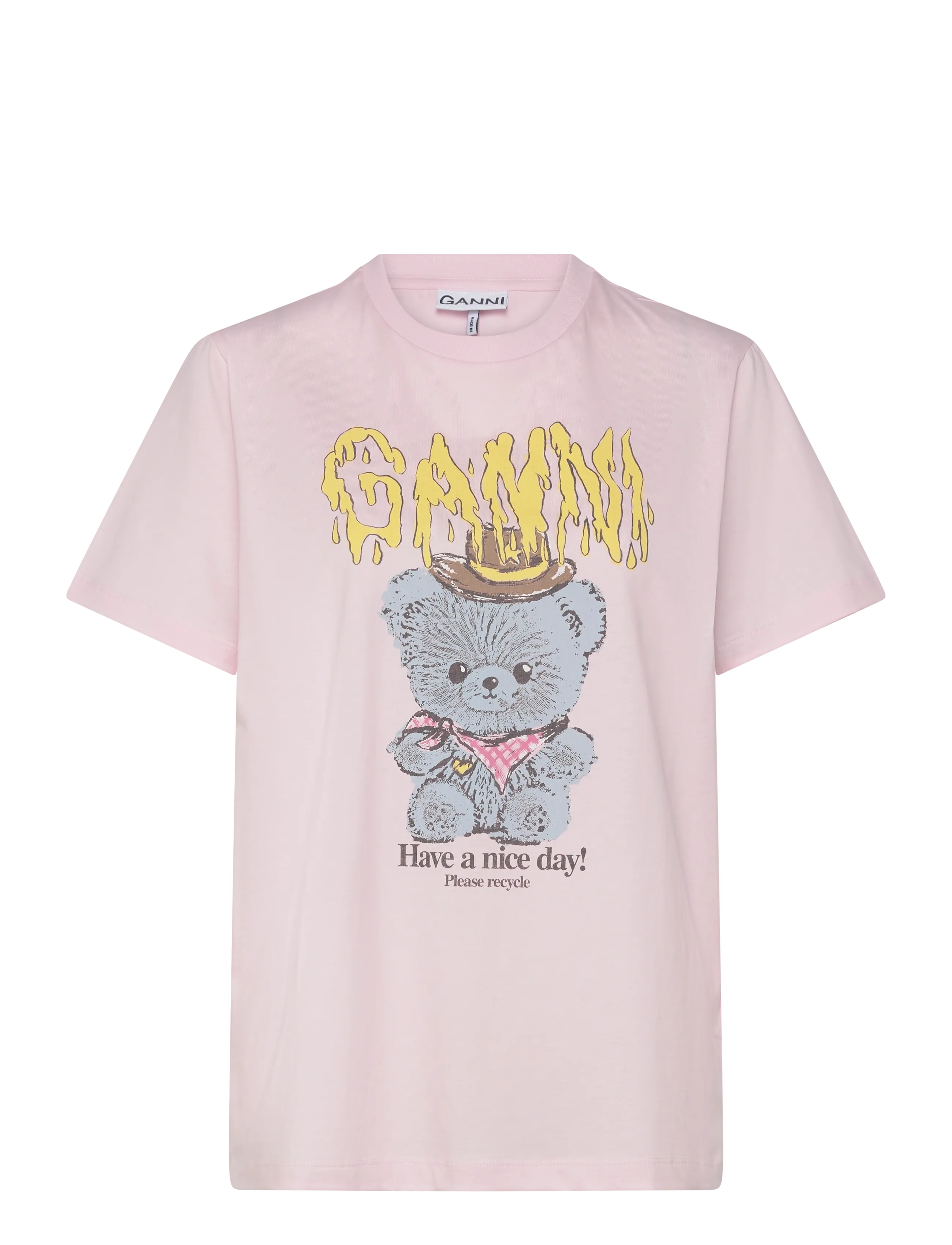 Ganni Washed Jersey Long-Sleeve T-Shirt, Kvinder, Grafisk T-shirt, Pink, Str: XXS