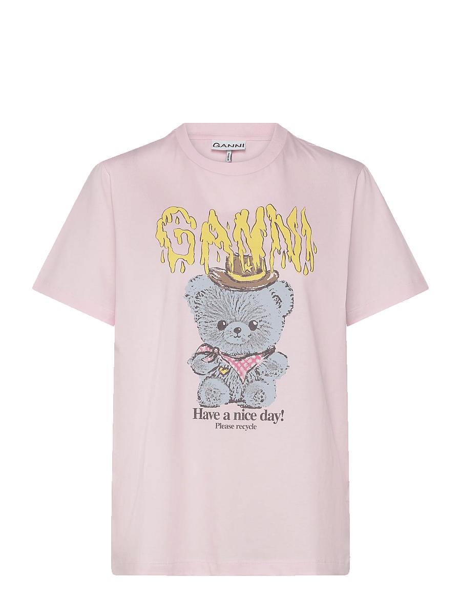 Ganni - Bear Cotton t-shirt in pink - pink - 0