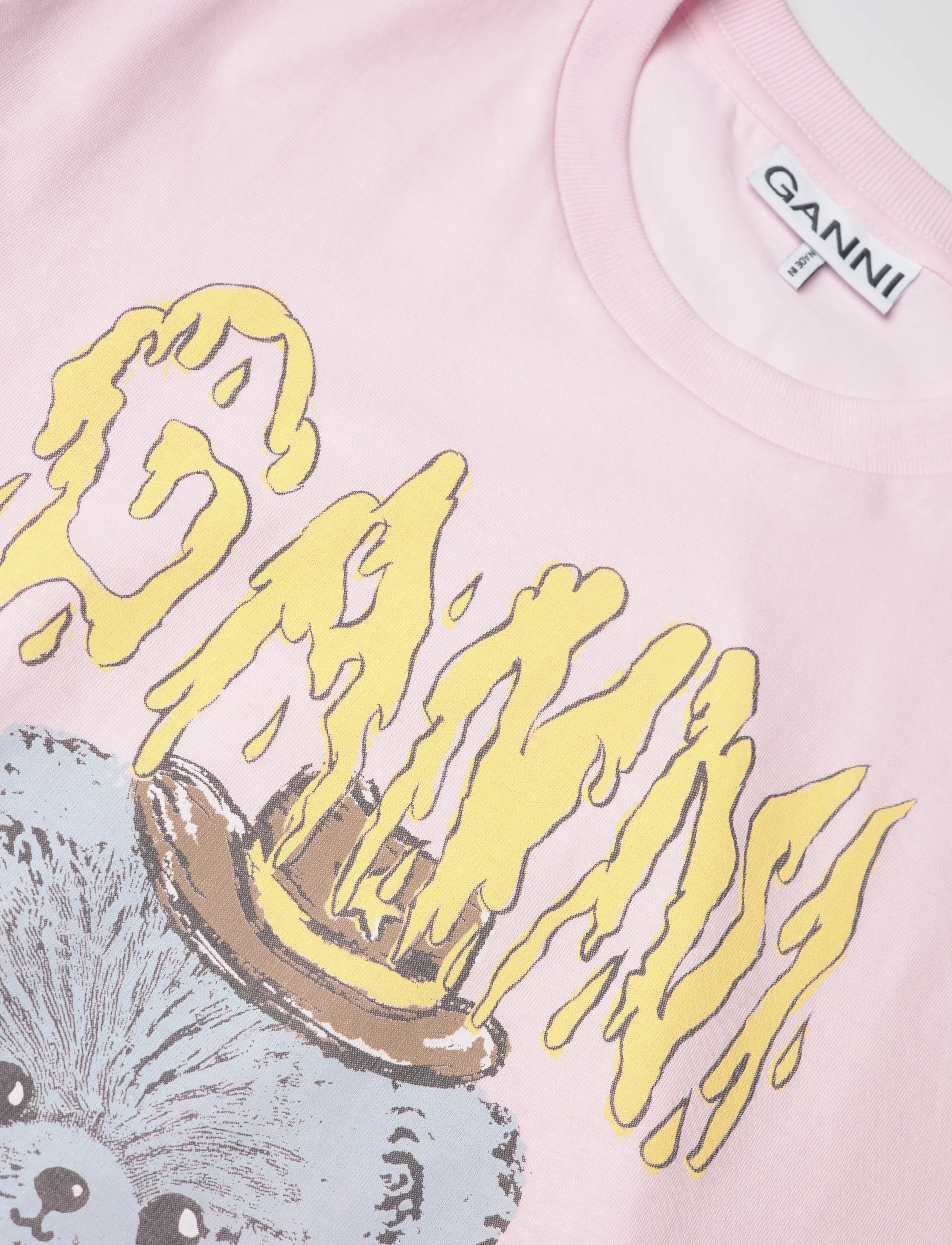 Ganni - Bear Cotton t-shirt in pink - pink - 2