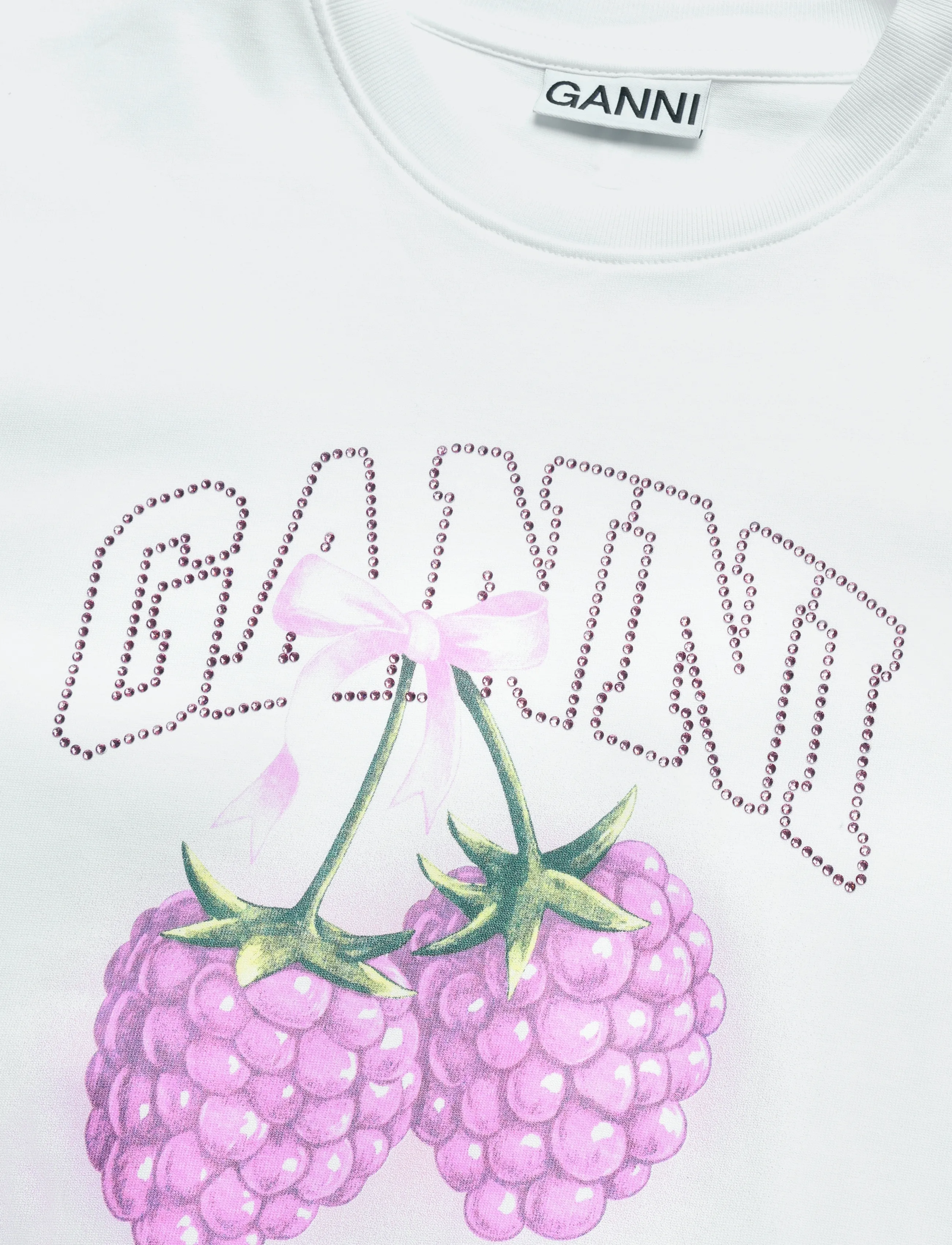 Ganni - Long-Sleeve T-Shirt With Raspberries - t-shirts - white - 2