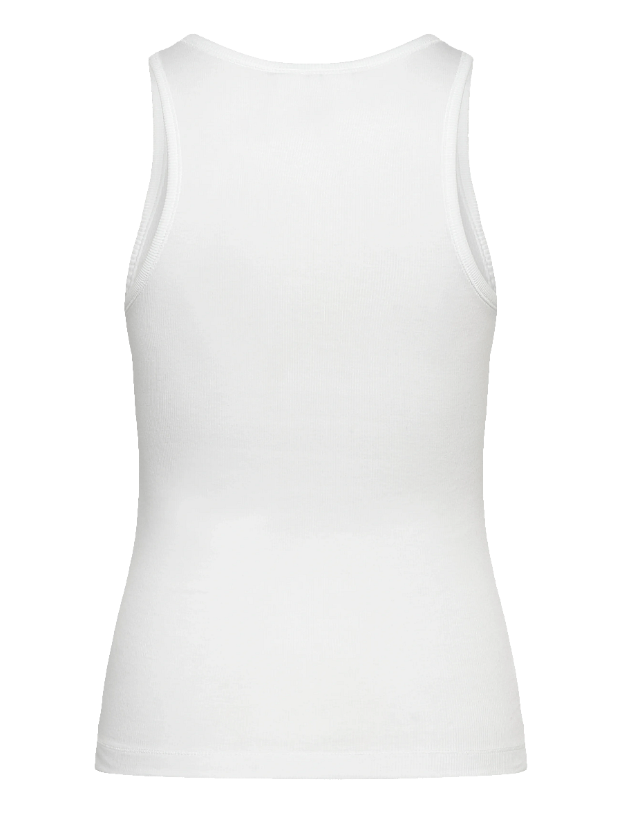 Ganni - Soft Cotton Rib Tank Top - varrukateta topid - white - 2