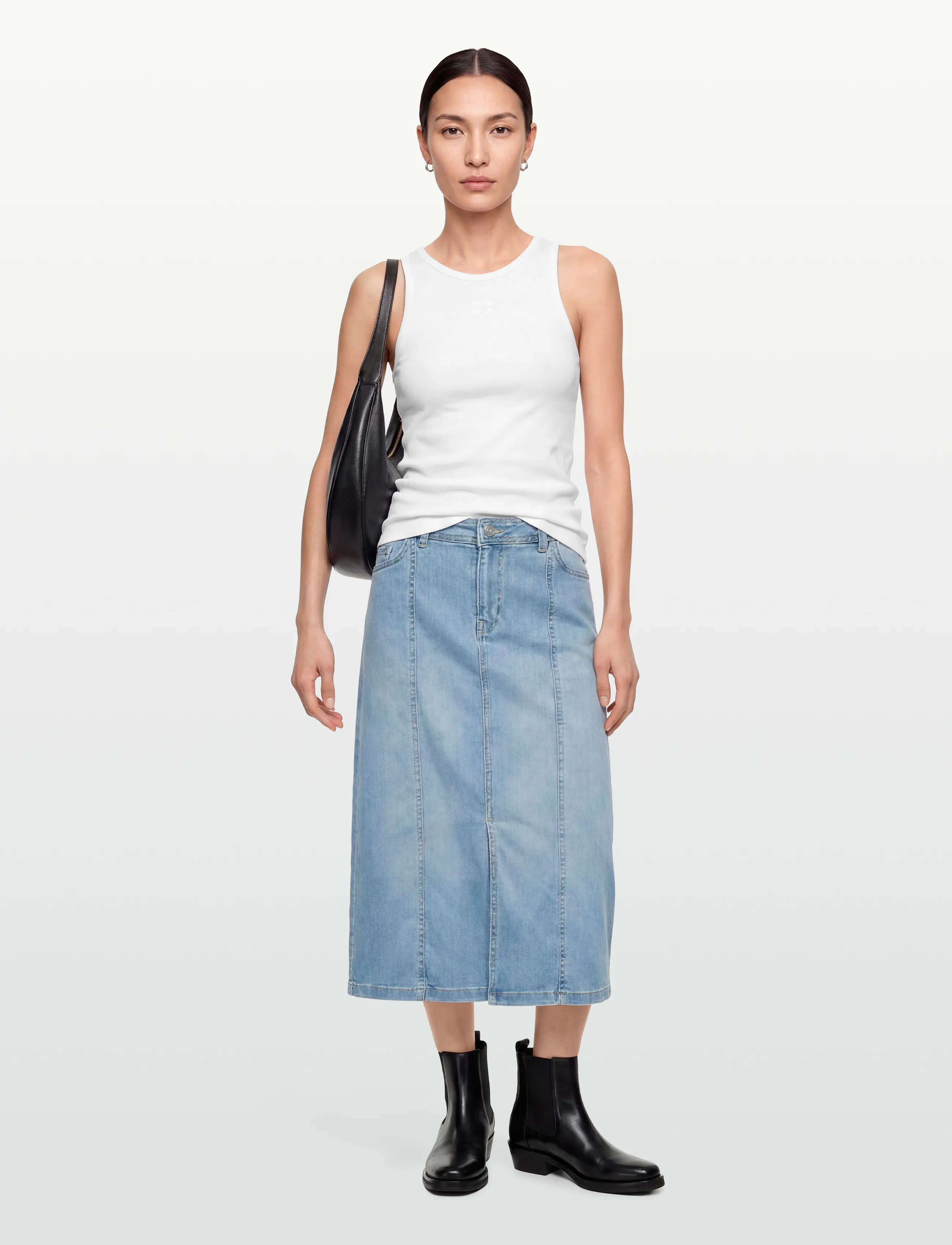 Ganni Soft Cotton Rib Tank Top - T-Shirts & Tops - WHITE / white