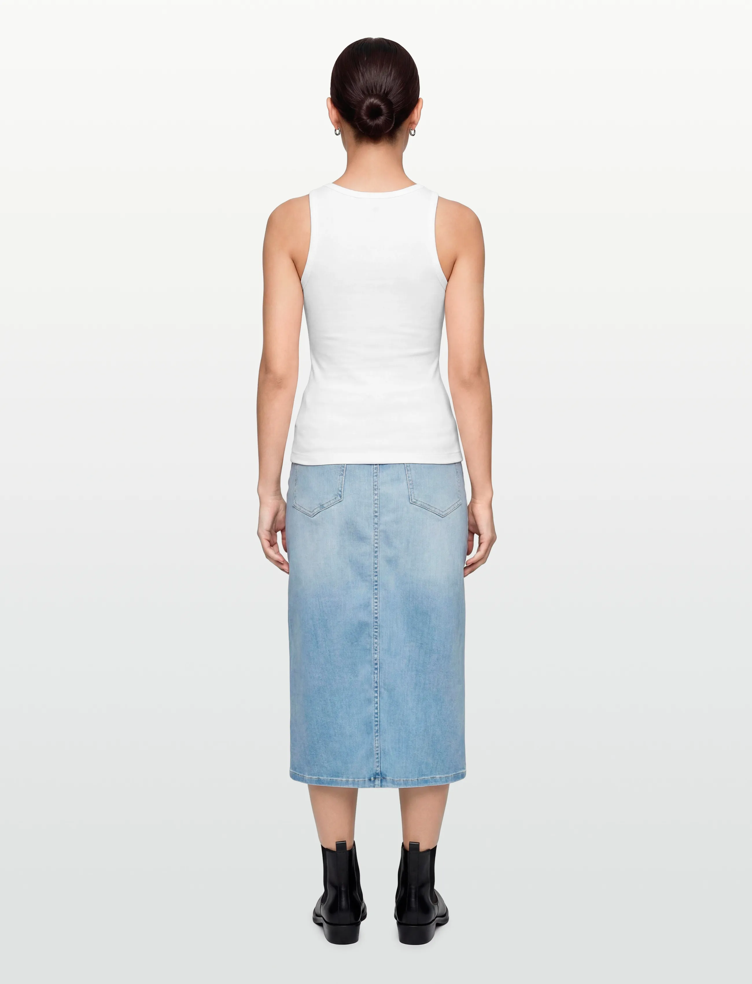 Ganni - Soft Cotton Rib Tank Top - linnen - white - 4