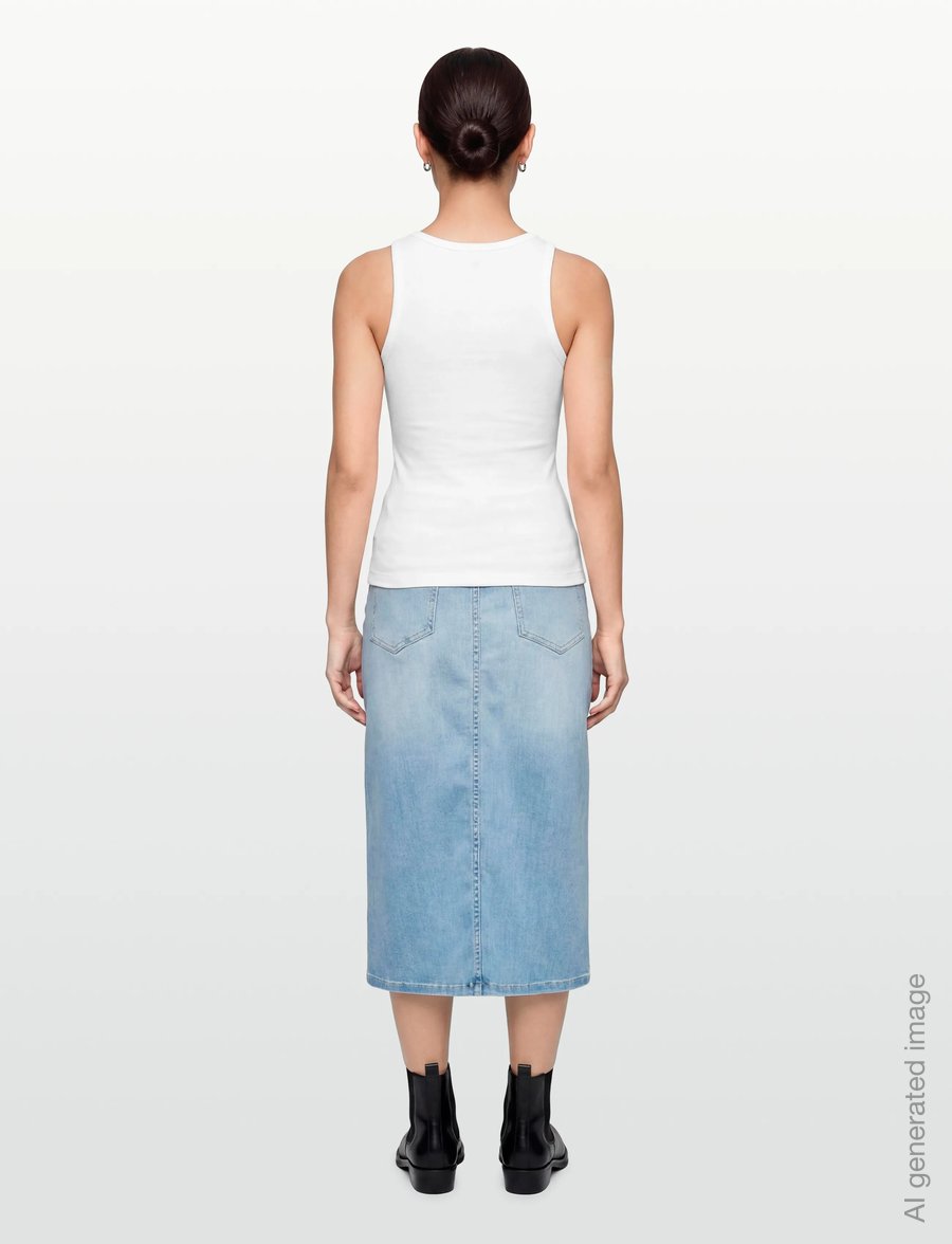 Ganni - Soft Cotton Rib Tank Top - varrukateta topid - white - 4