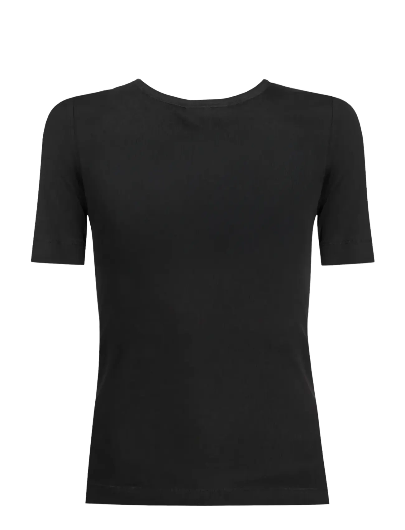 Ganni - Soft Cotton Rib Short Sleeve T-Shirt - marškinėliai - black - 1