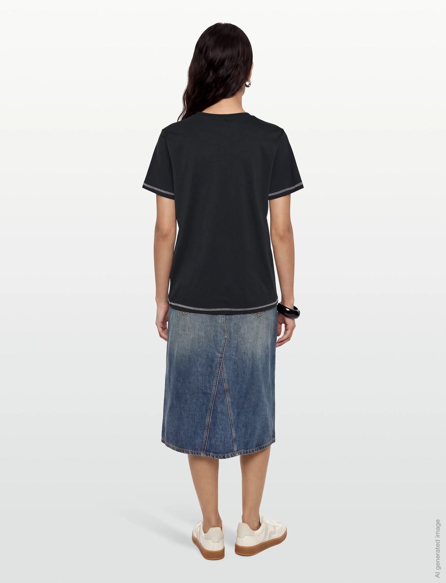 Ganni - Basic Cotton Jersey Raspberry Print - t-shirts - navy - 4