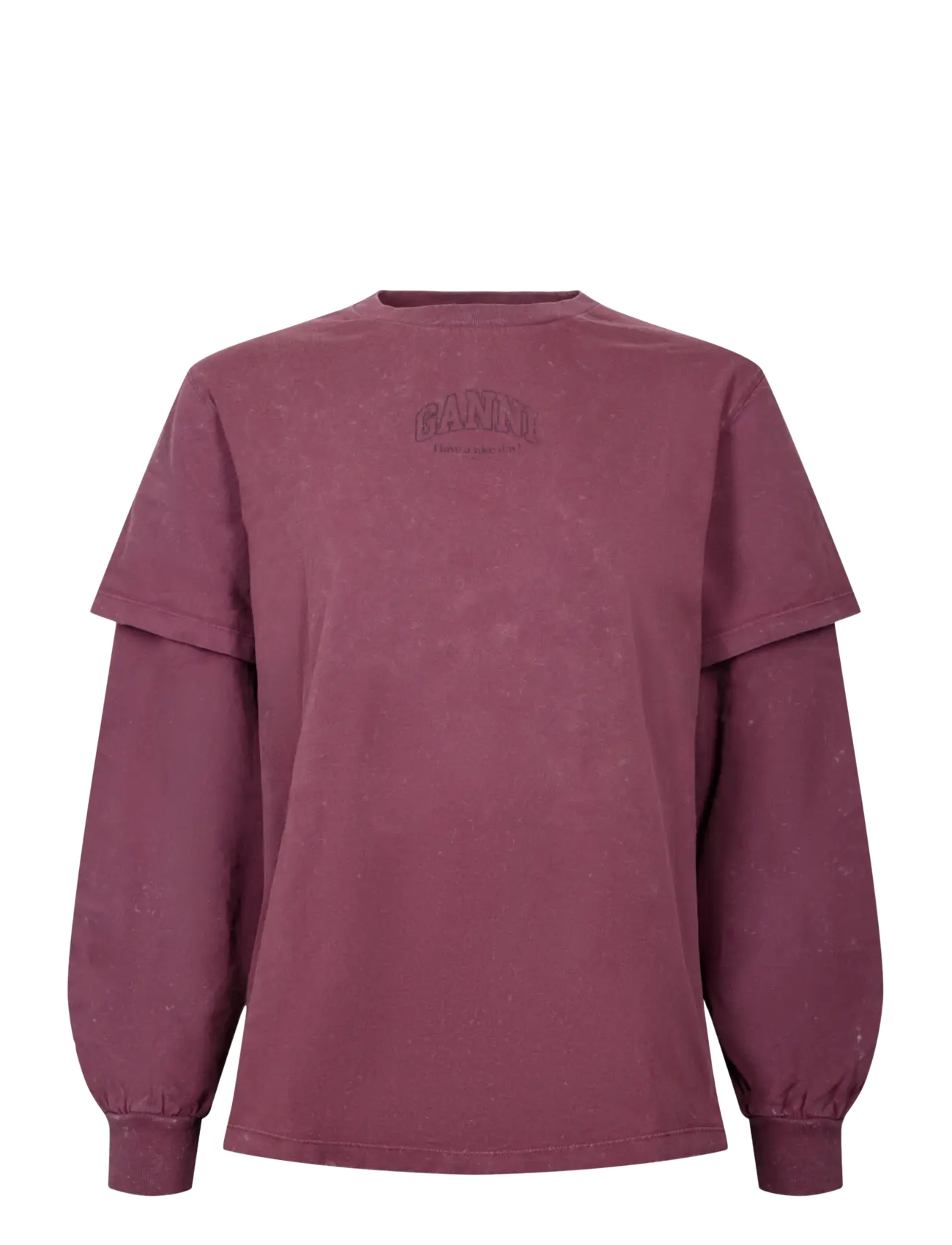 Ganni Long Sleeve T-Shirt - Langärmlige Tops - PORT ROYALE / burgundy