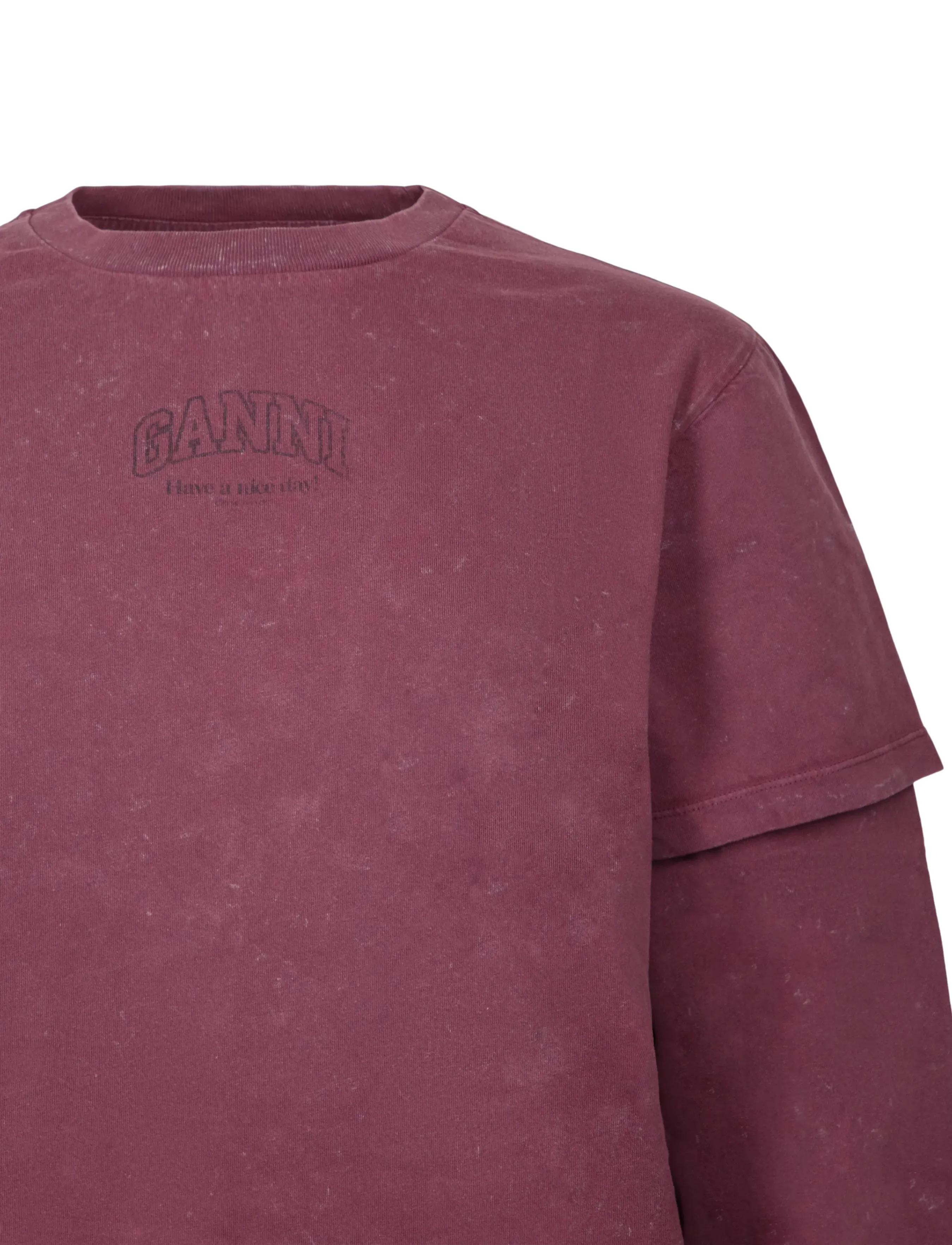 Ganni - Long Sleeve T-Shirt - langärmlige tops - port royale - 2