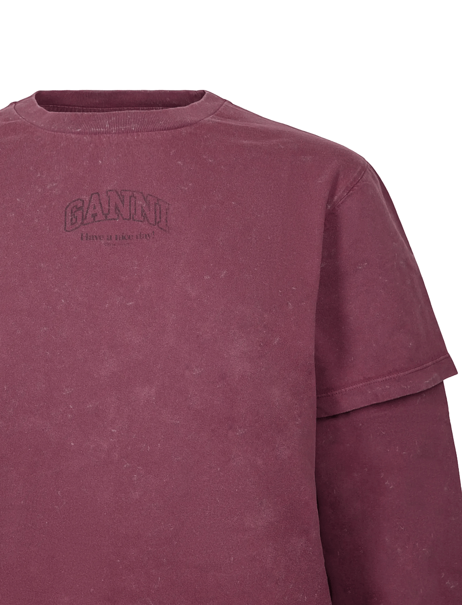Ganni - Long Sleeve T-Shirt - langärmlige tops - port royale - 2