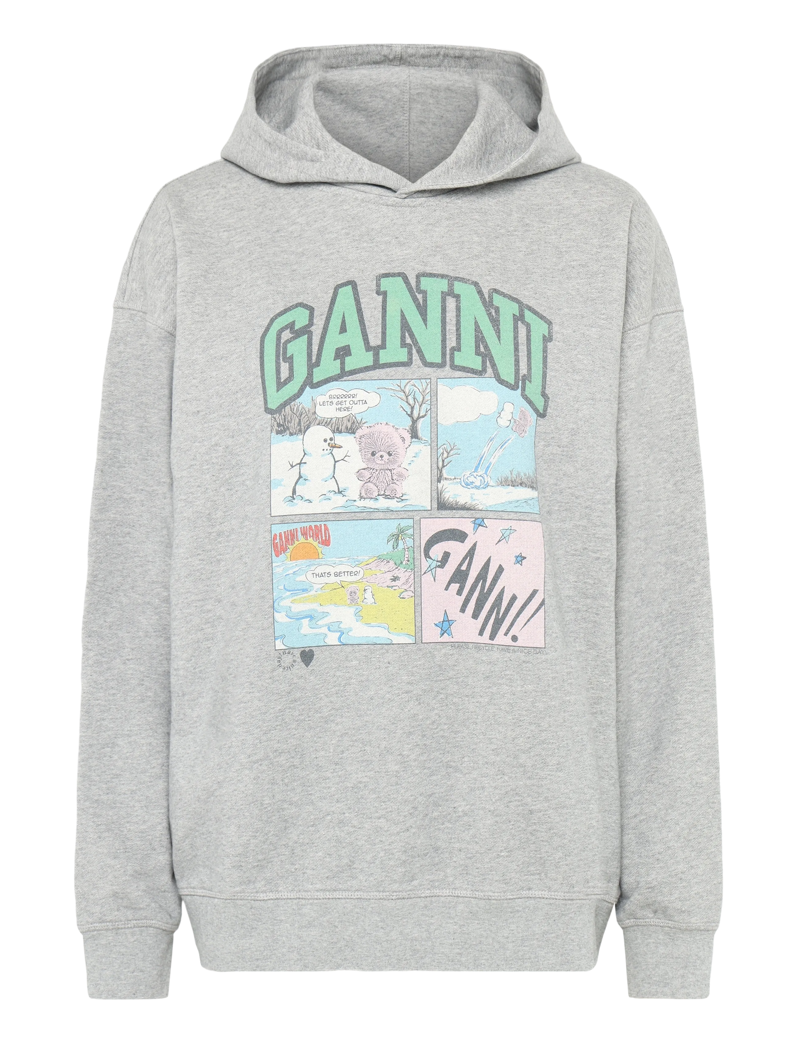 Ganni Graphic-Print Hoodie - Sweatshirts - GREY / grey