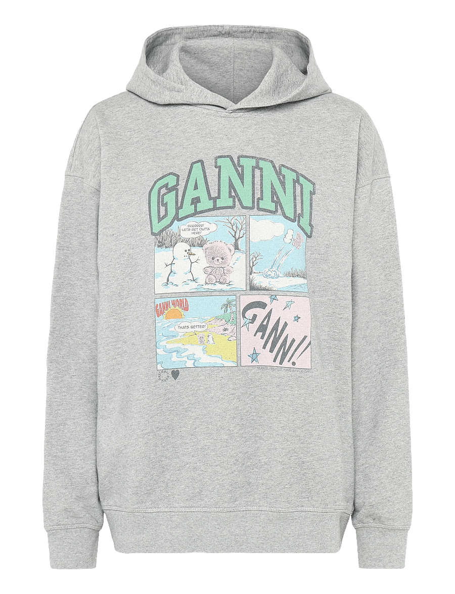 Ganni - Graphic-Print Hoodie - kapuzenpullover - grey - 0