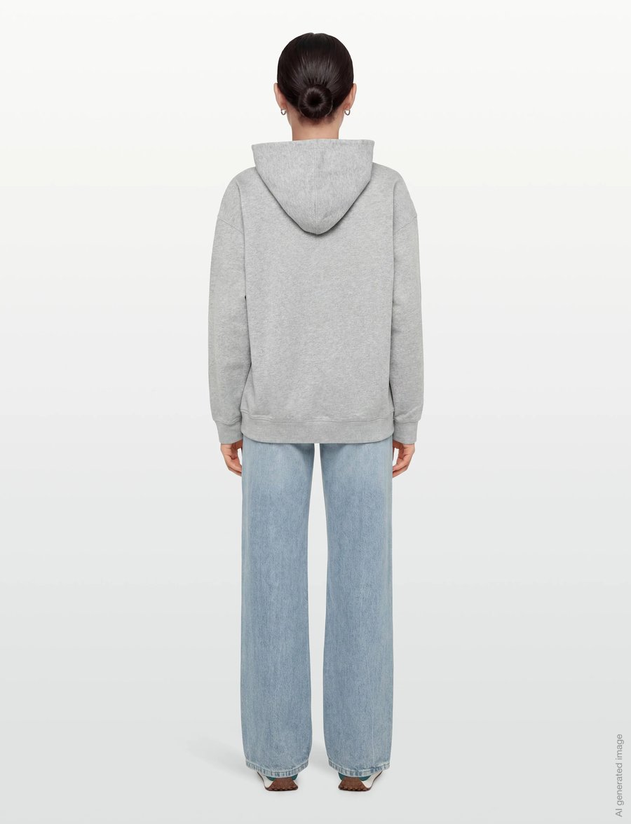 Ganni - Graphic-Print Hoodie - hættetrøjer - grey - 4