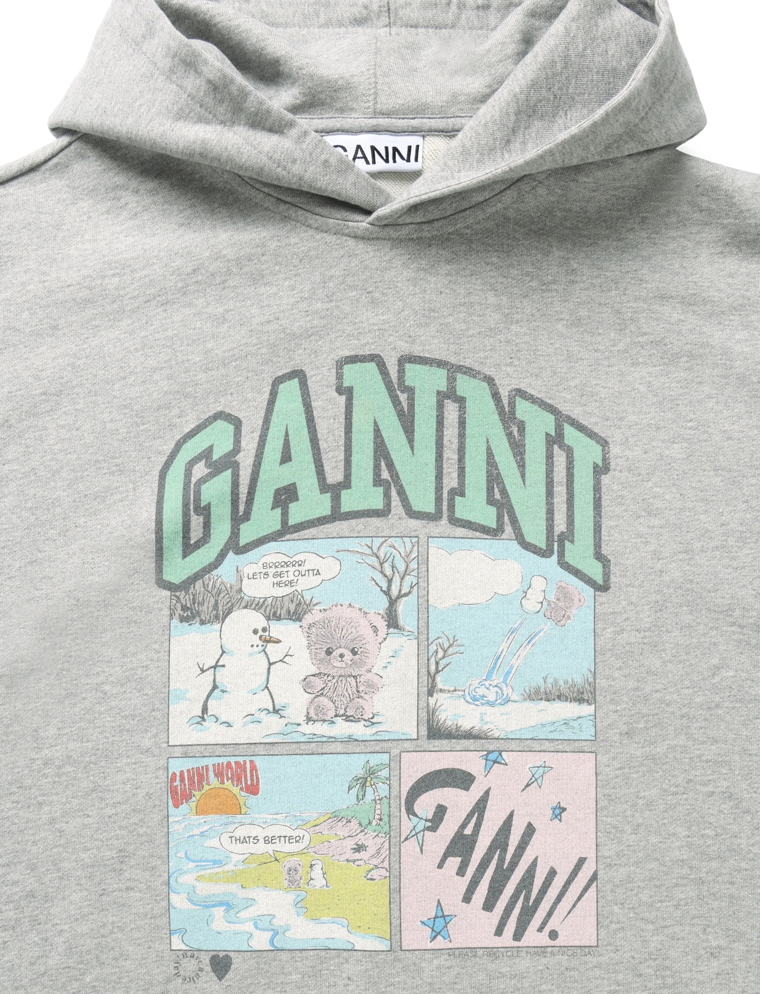 Ganni - Graphic-Print Hoodie - kapuzenpullover - grey - 2