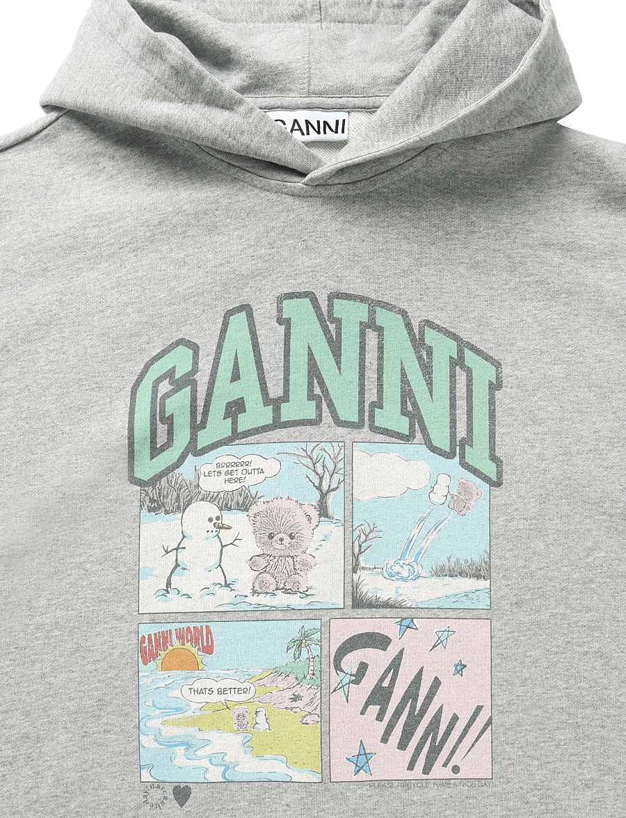 Ganni - Graphic-Print Hoodie - kapuzenpullover - grey - 2