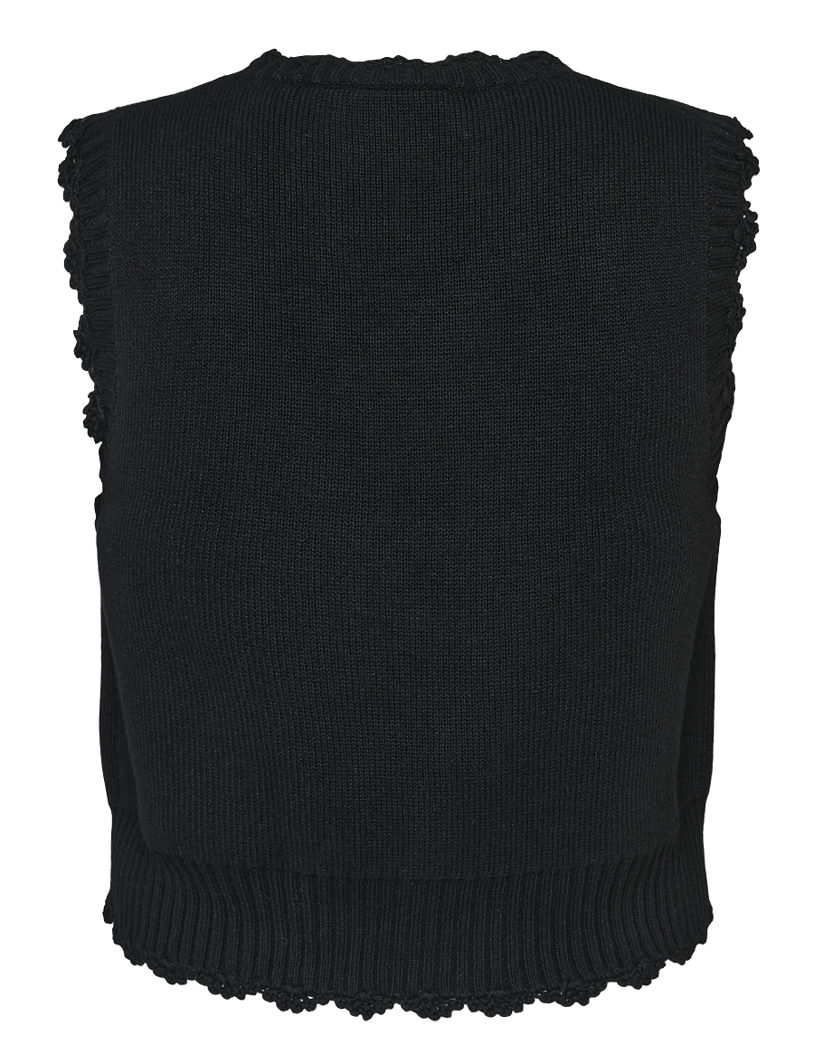 Ganni - Crochet Applique Vest - Ärmellose blusen - black - 1