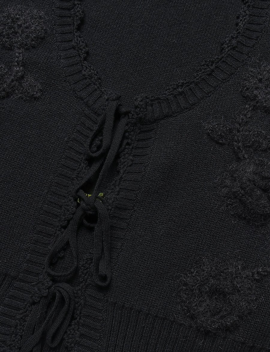 Ganni - Crochet Applique Vest - Ärmellose blusen - black - 2