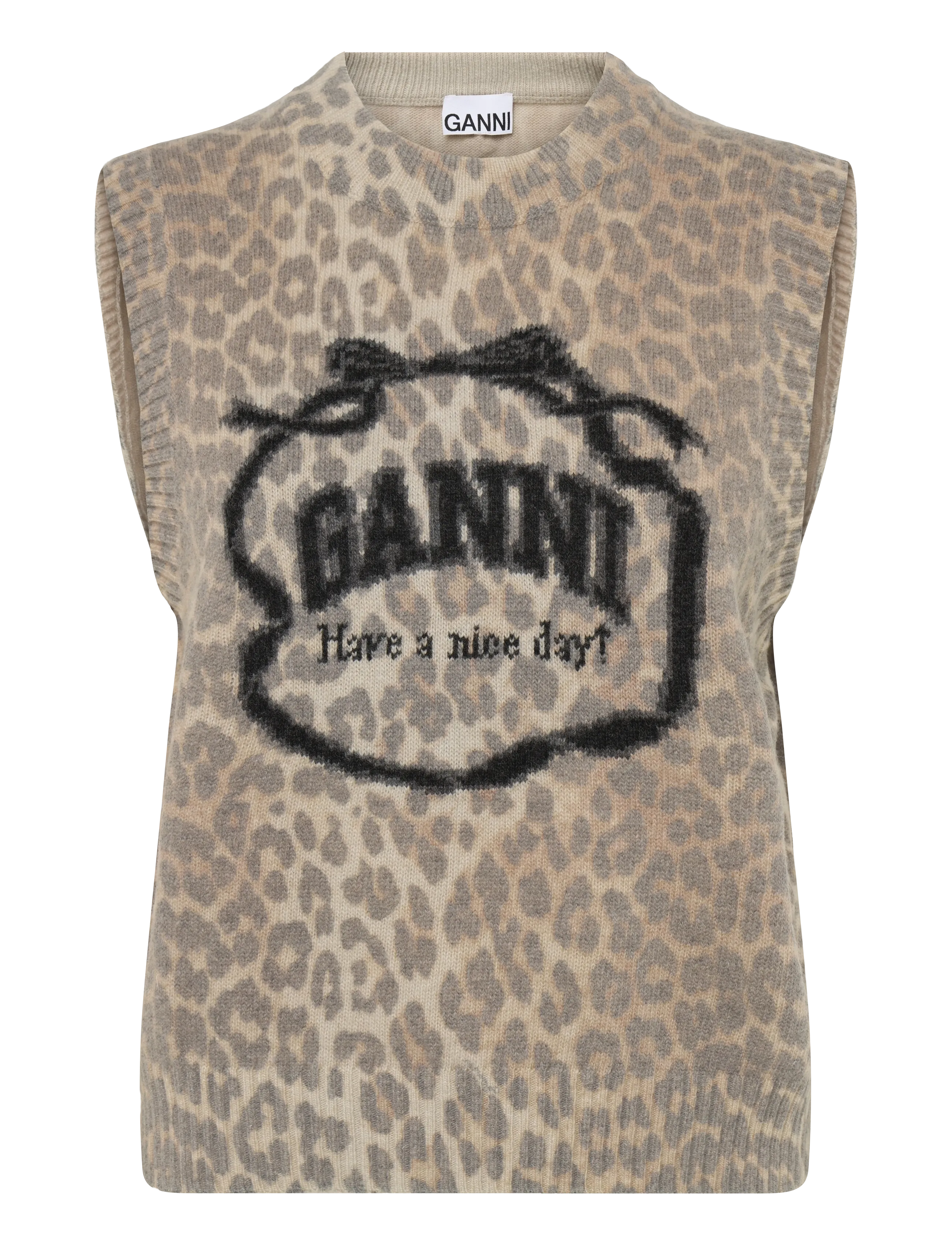 GANNI Graphic Wolle Vest Braun - M - Damen