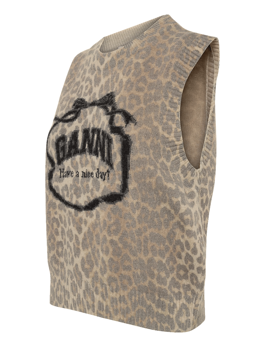 Ganni - Graphic Wool Vest - strickwesten - brown - 3