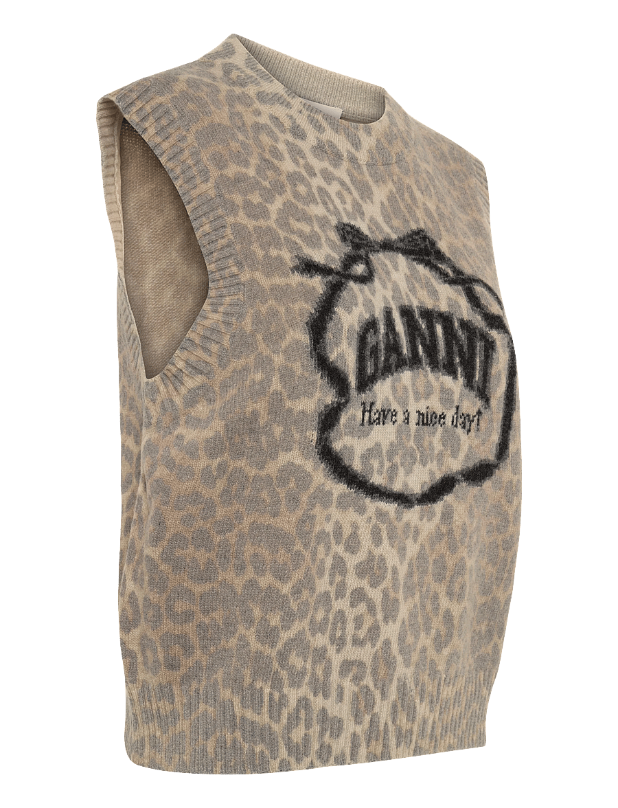 Ganni - Graphic Wool Vest - strickwesten - brown - 4