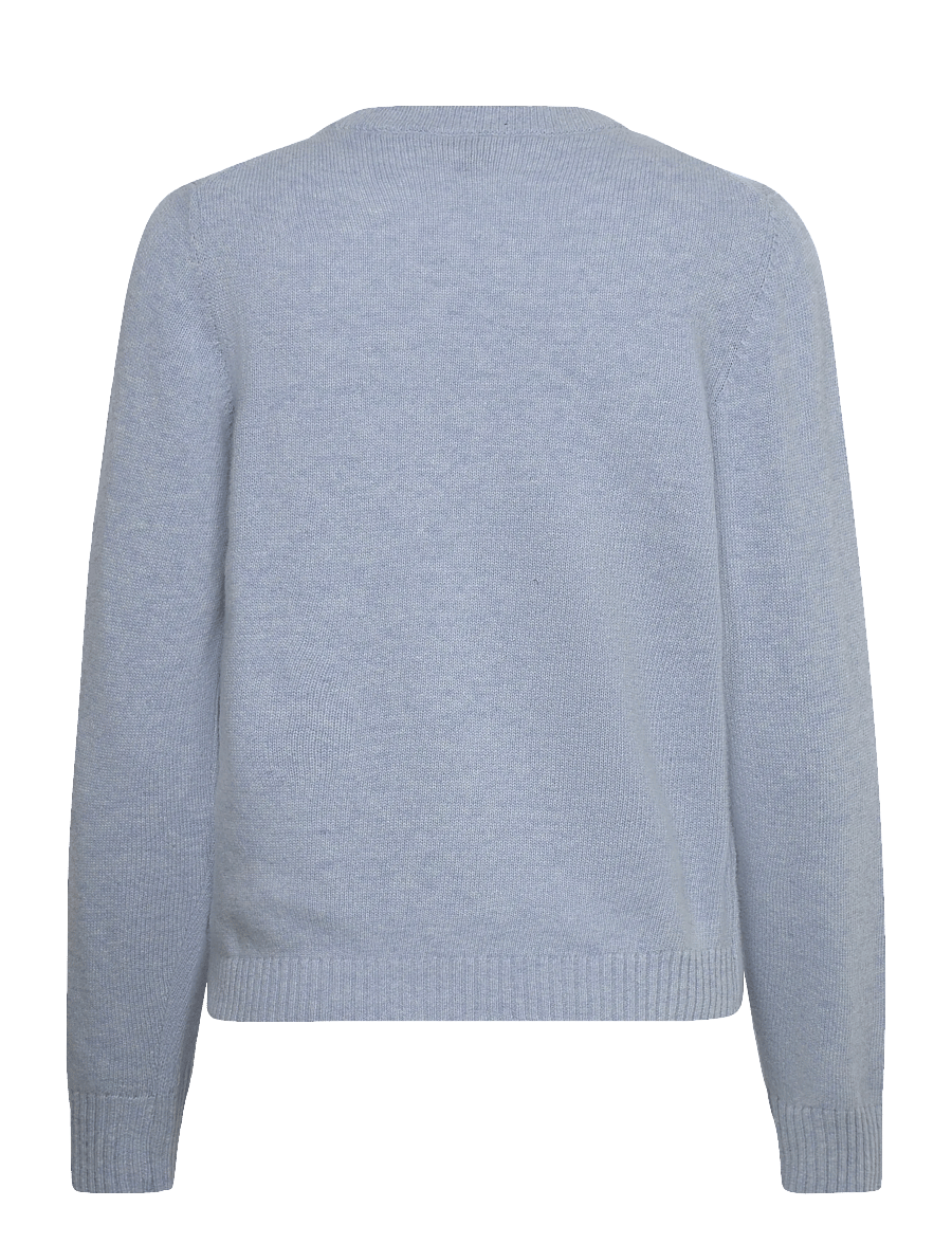 Ganni - Wool Crewneck Sweater - stickade tröjor - blue - 1