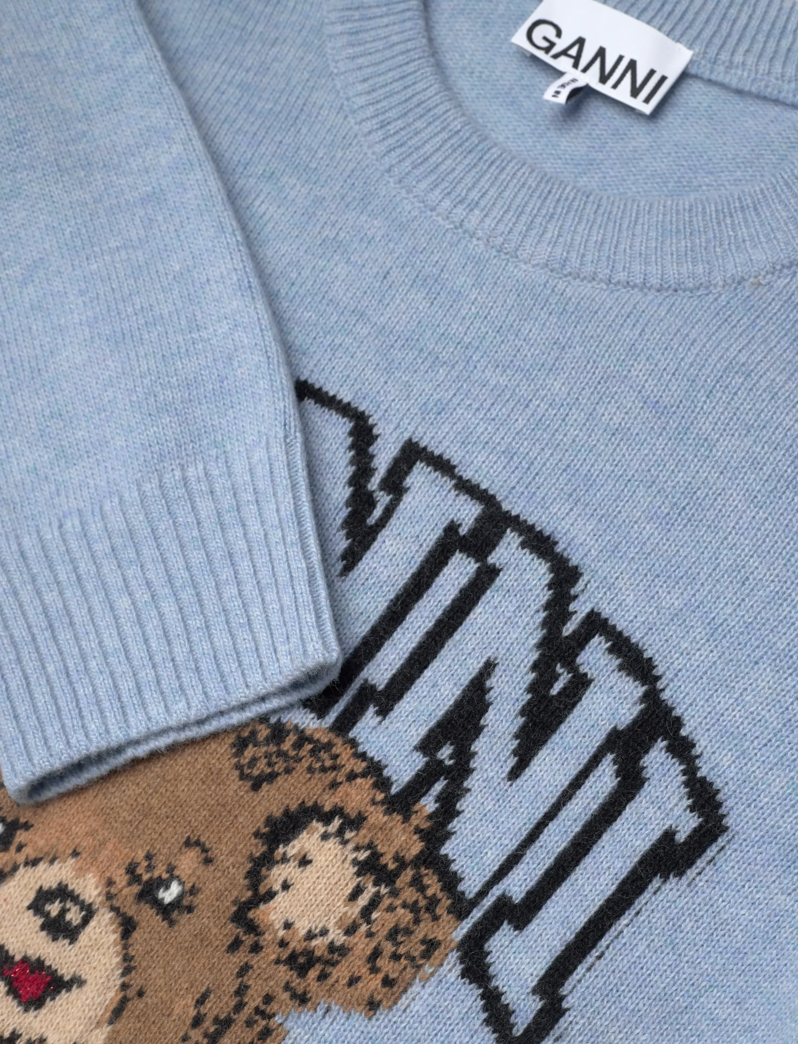 Ganni - Wool Crewneck Sweater - pullover - blue - 2