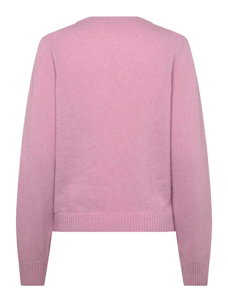 Ganni - Wool Crewneck Sweater - striktrøjer - pink - 1