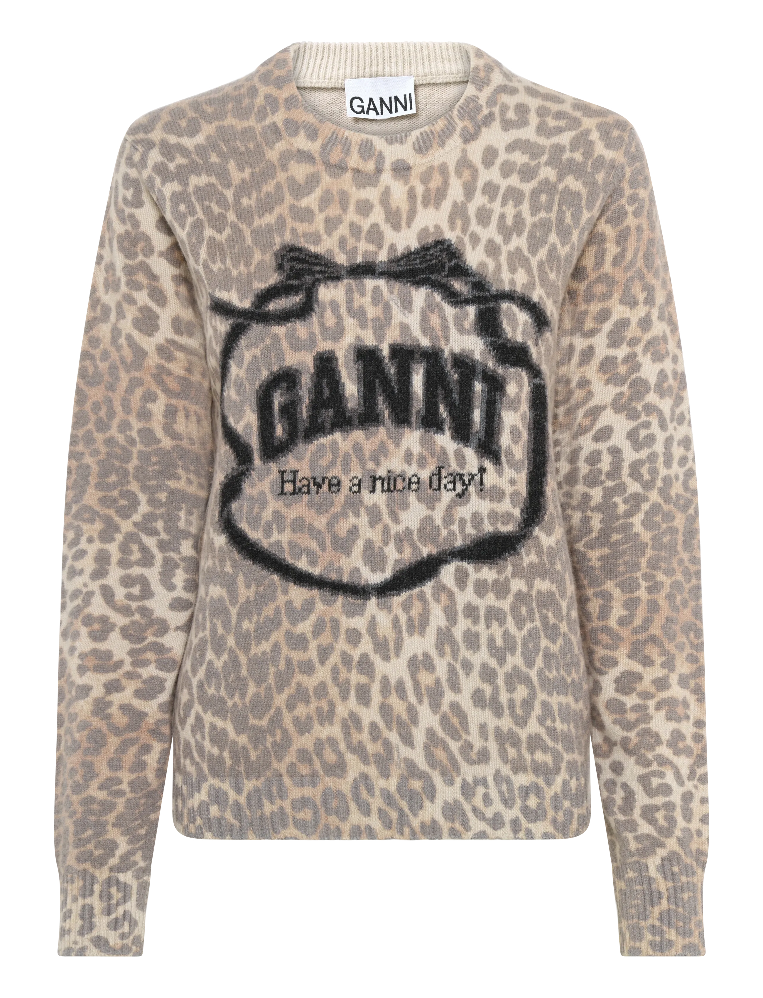 Ganni Graphic Wool  Jamper - Jumpers - PINK / cream