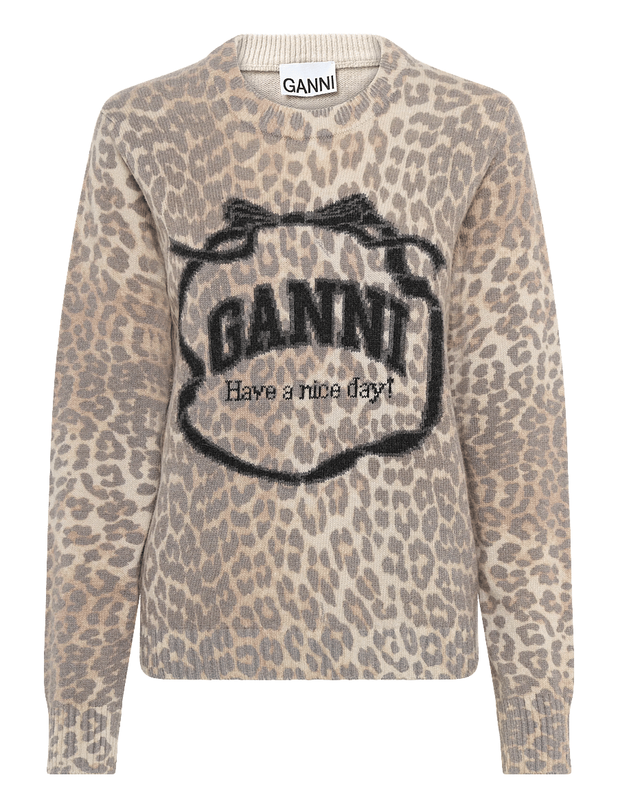 Ganni - Graphic Wool Jamper - jumpers - pink - 1