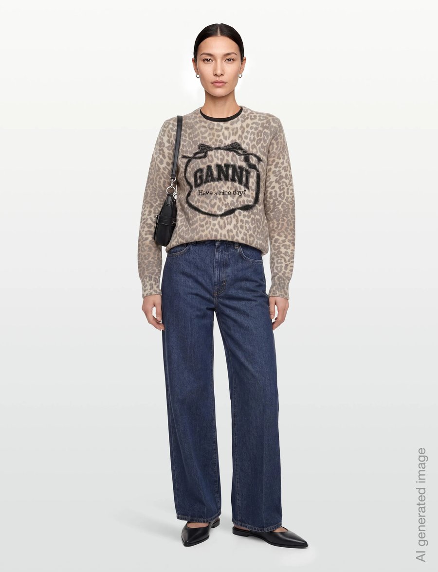 Ganni - Graphic Wool Jamper - jumpers - pink - 0