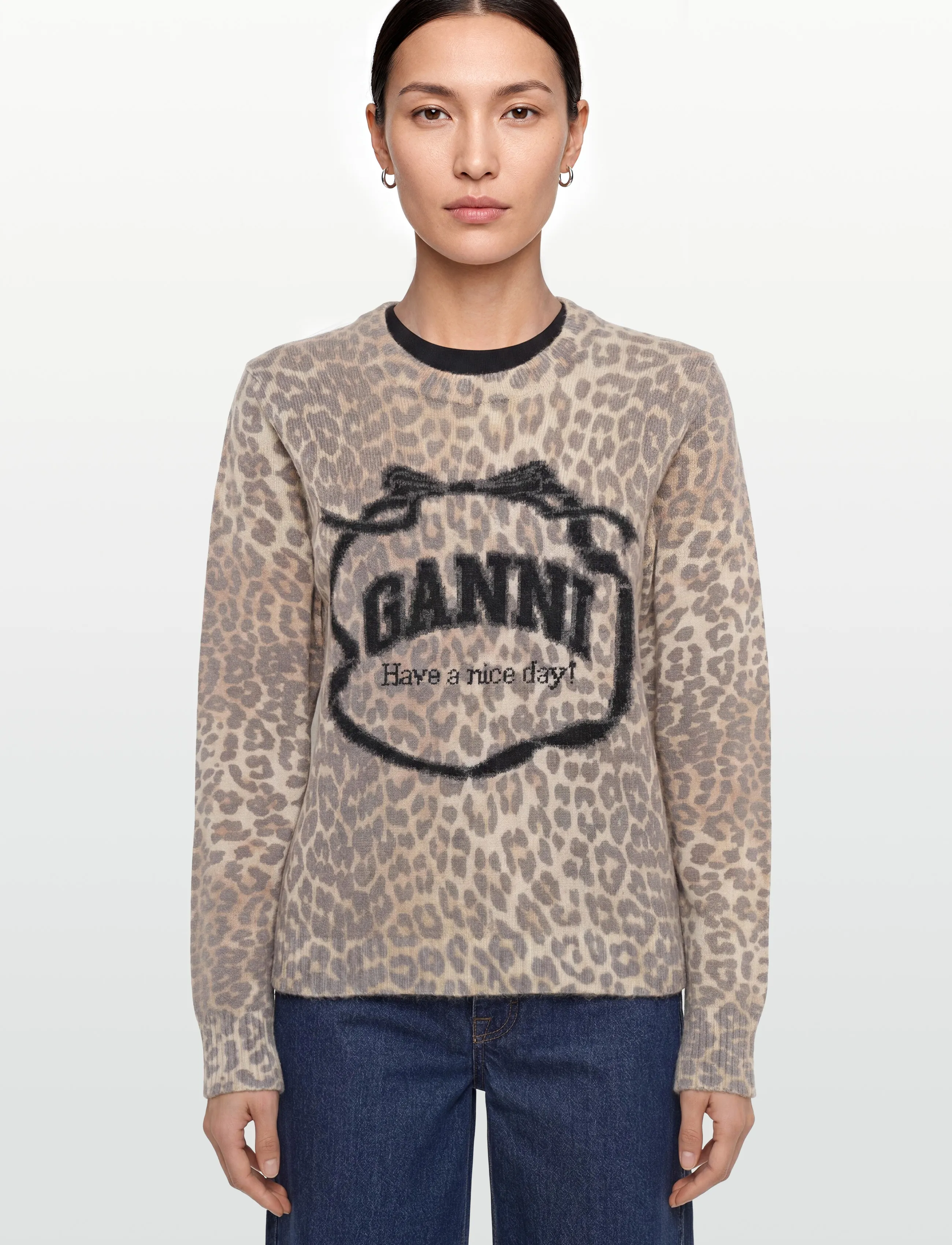 Ganni - Graphic Wool  Jamper - džemperi - pink - 3