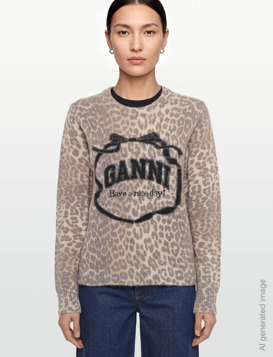 Ganni - Graphic Wool Jamper - jumpers - pink - 3