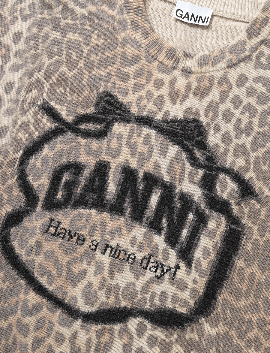 Ganni - Graphic Wool Jamper - jumpers - pink - 5
