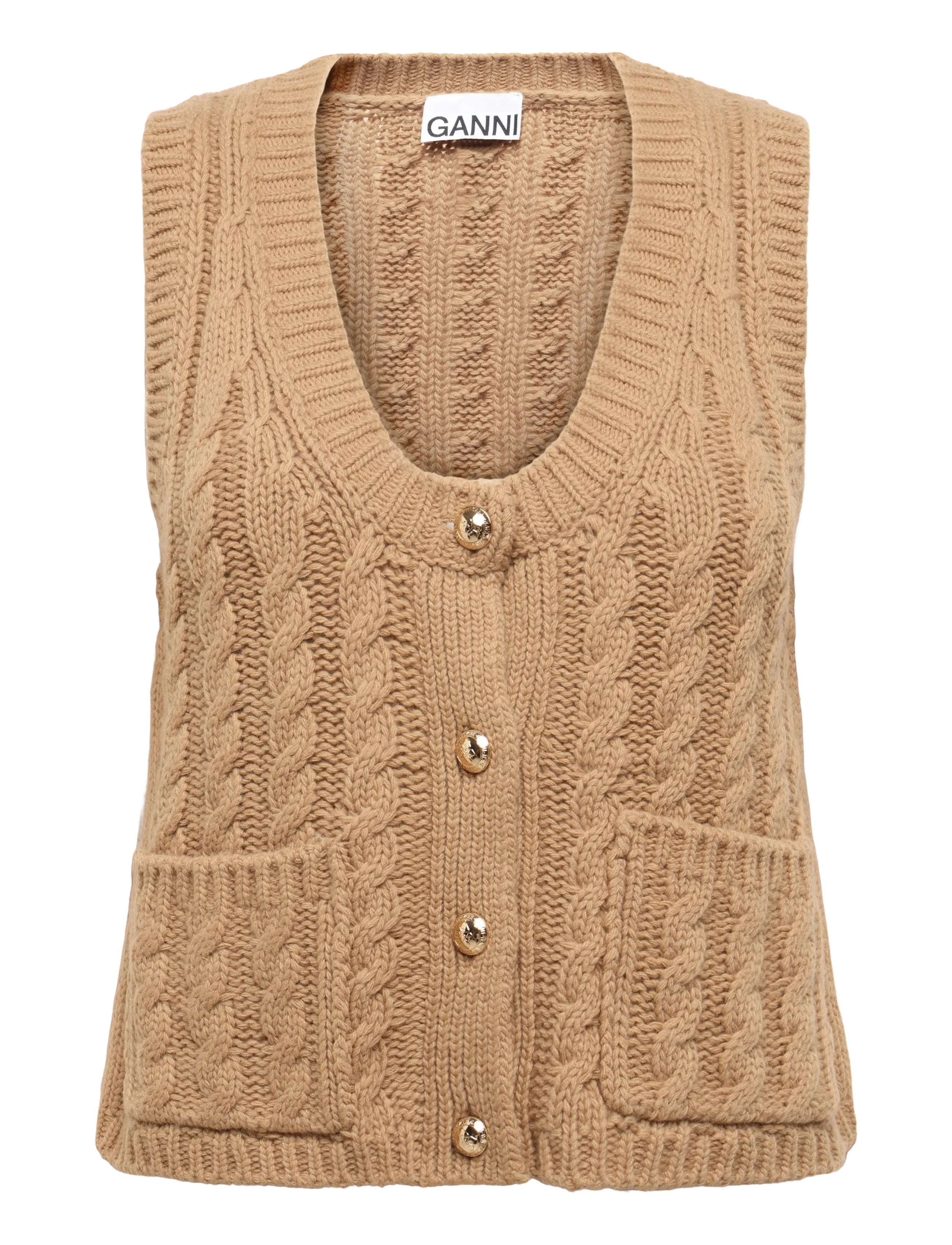 Ganni Wool Vest - GANNI - BROWN / brown