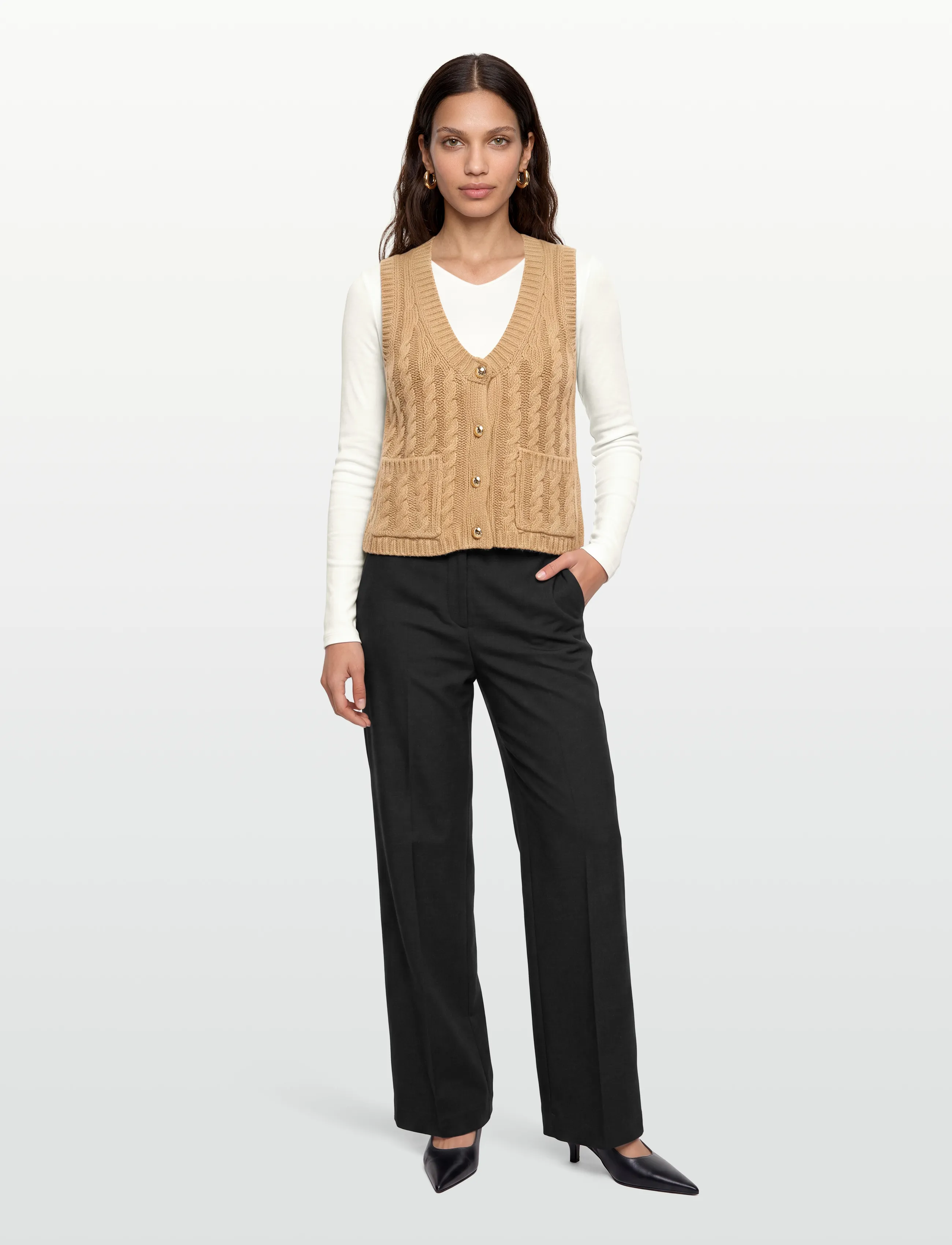 Ganni - Wool Vest - stickade västar - brown - 0