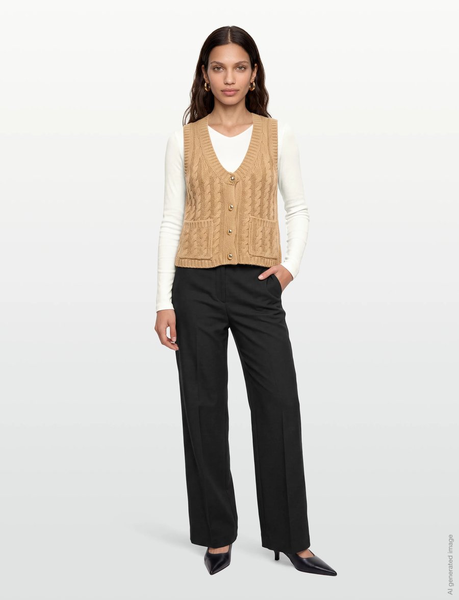 Ganni - Wool Vest - stickade västar - brown - 0
