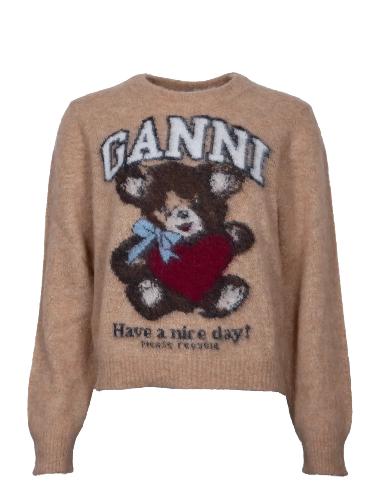 Ganni Brushed alpaca Crewneck - Kleidung - BROWN / brown